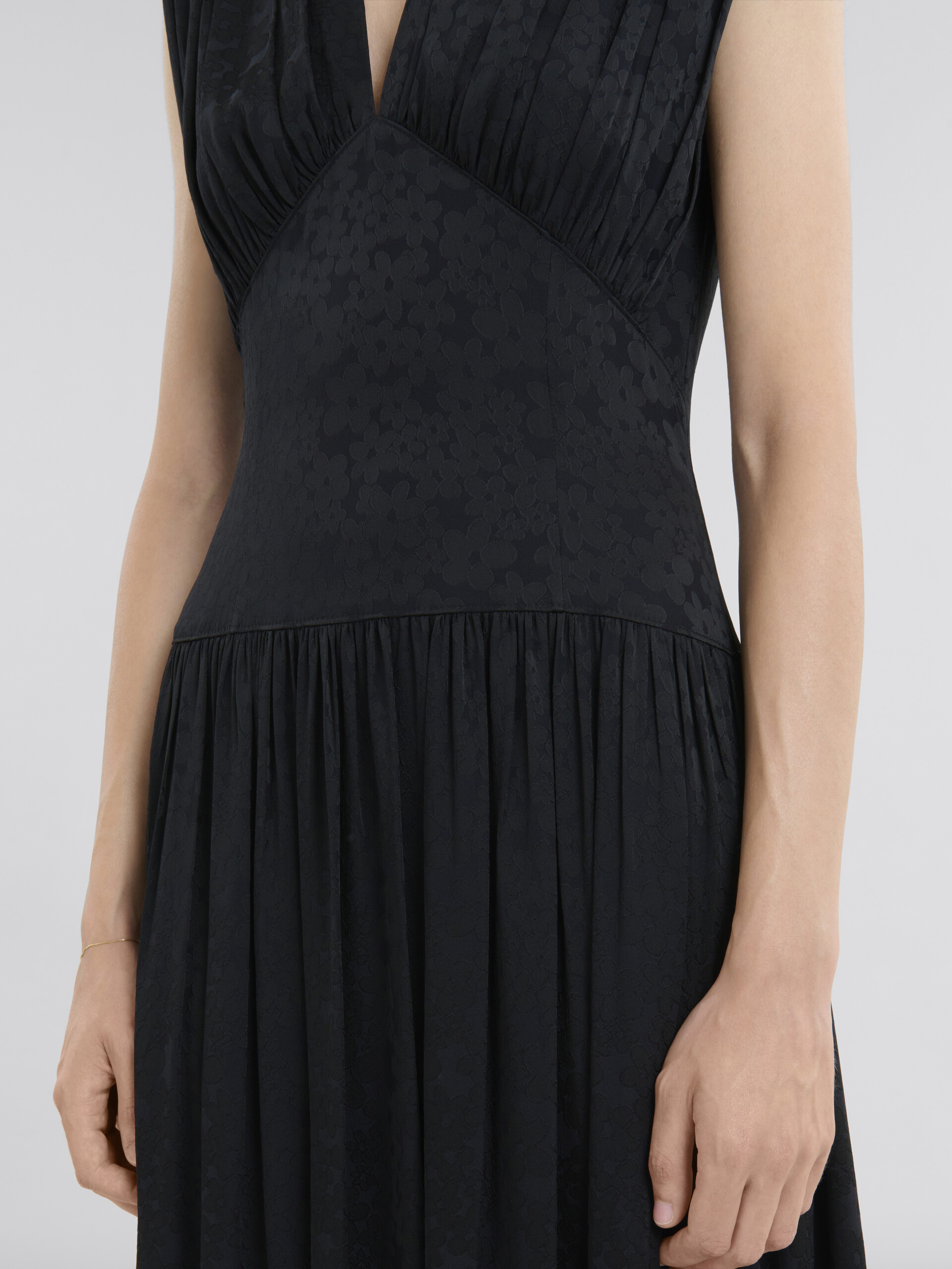 Black silk jacquard midi dress - Dresses - Image 5