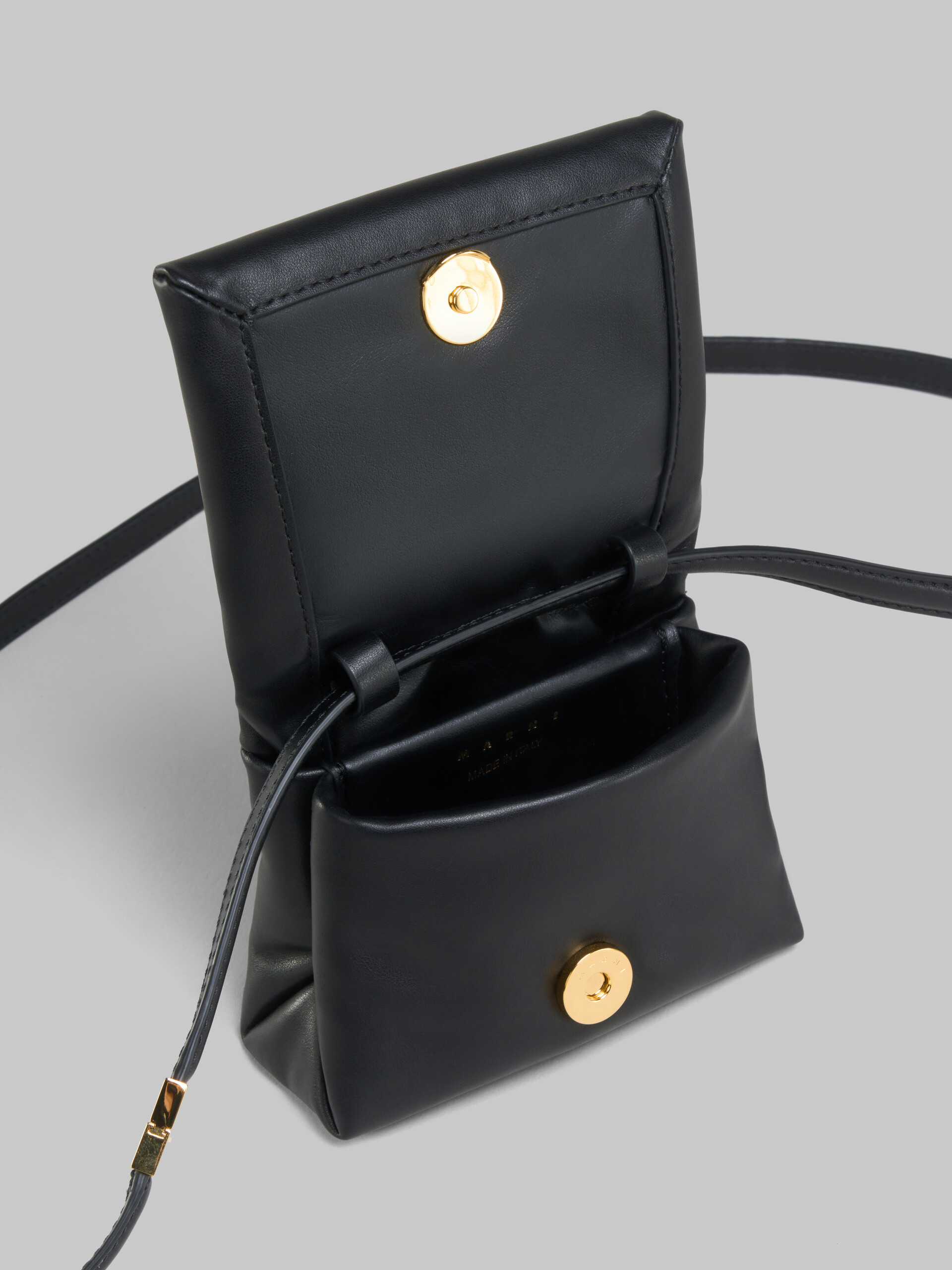 Black leather mini Prisma pouch - Pochettes - Image 3