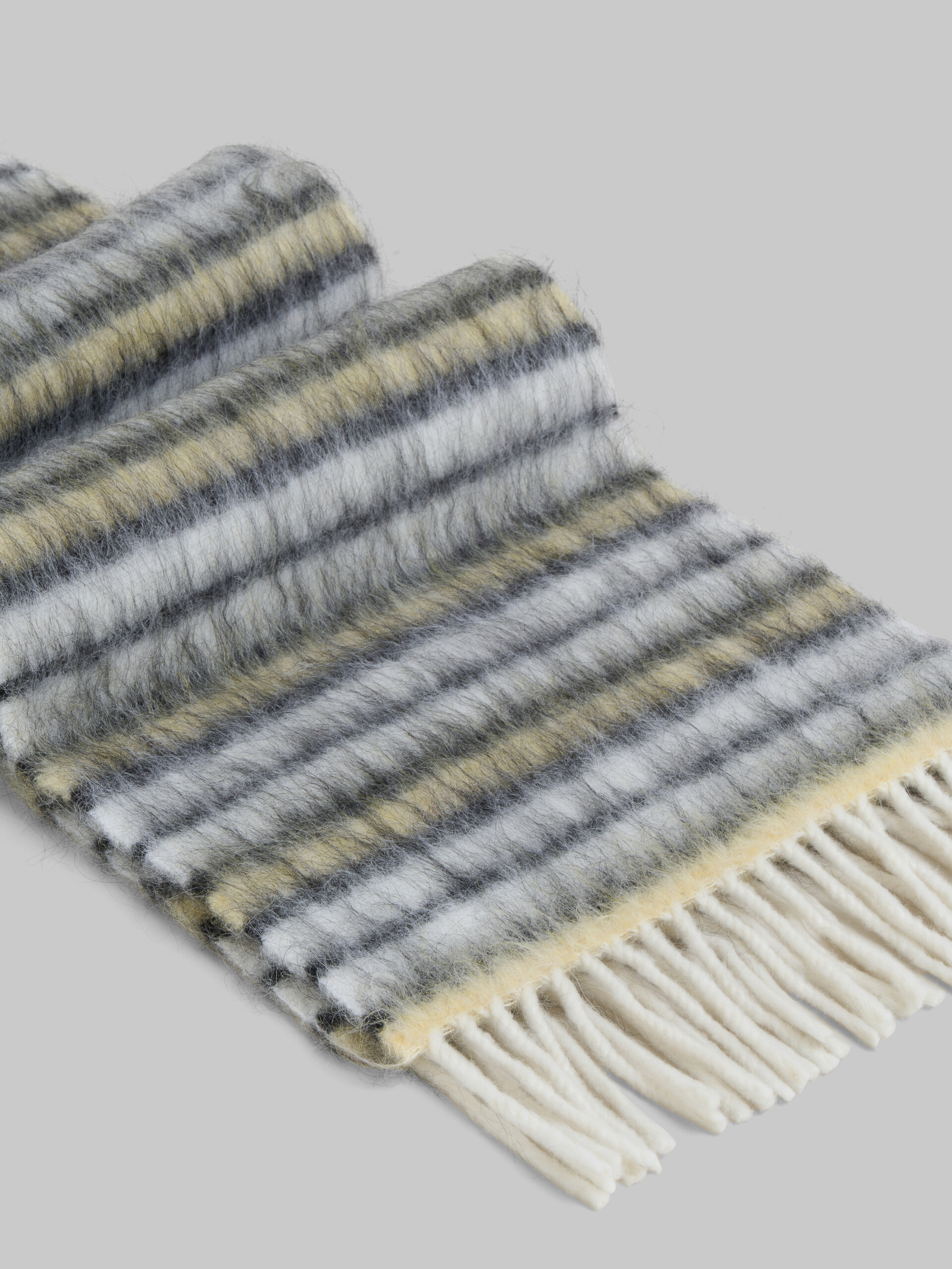 White wool and mohair scarf with striped pattern - Scarves - Image 3