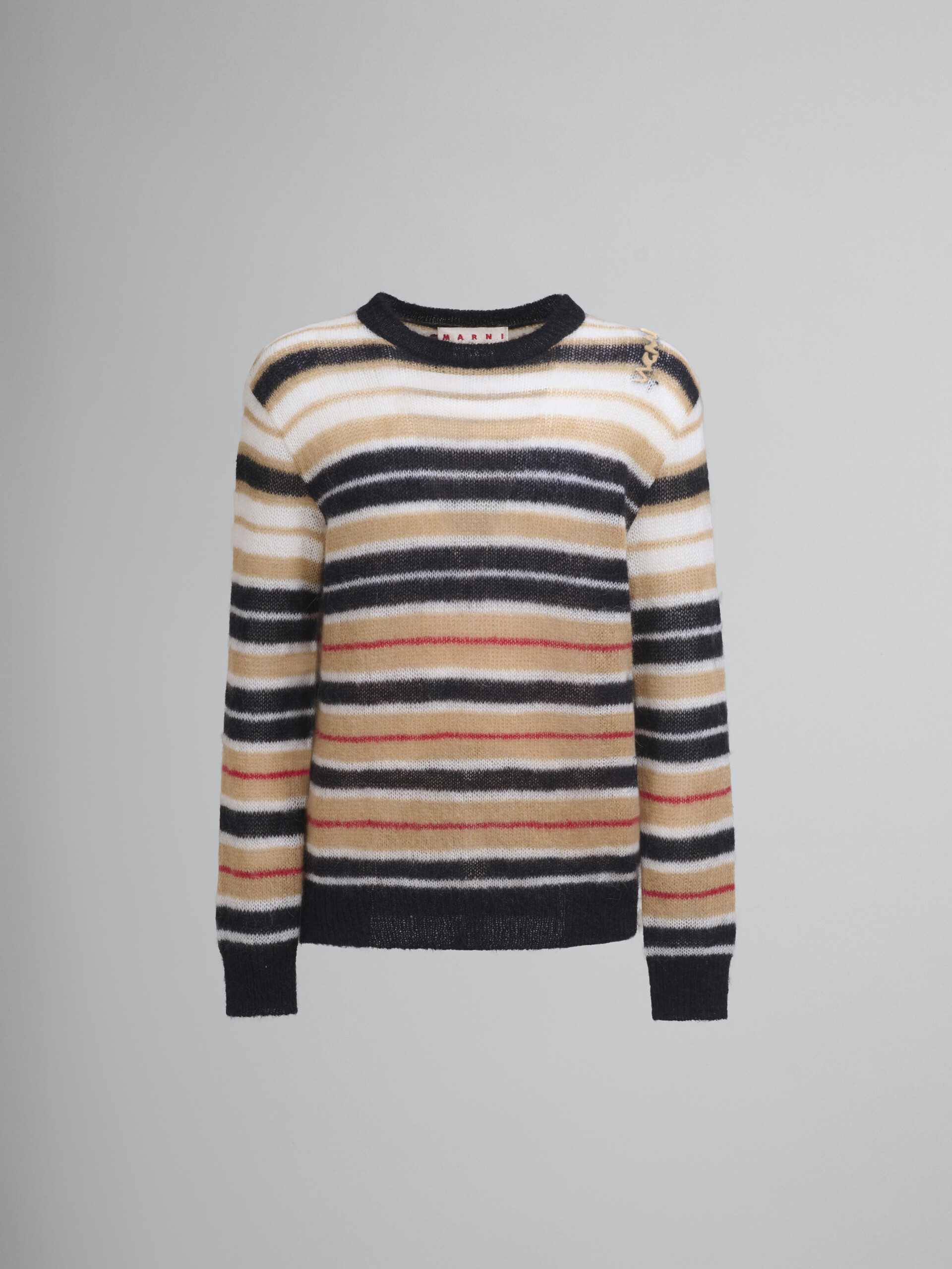 Beige striped brushed mohair jumper - Pullovers - Image 1