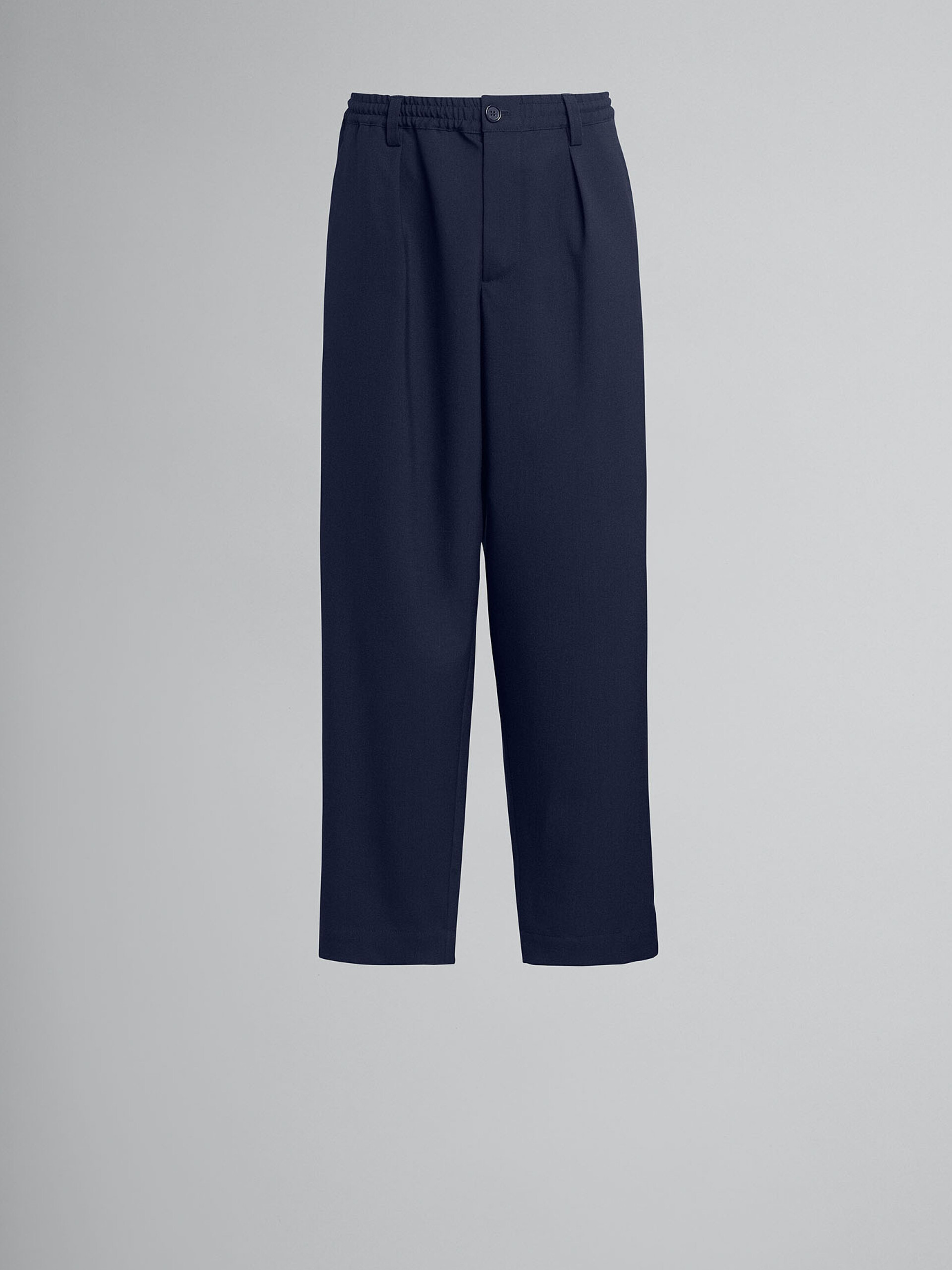 Pantalon court en laine tropicale bleue - Pantalons - Image 1
