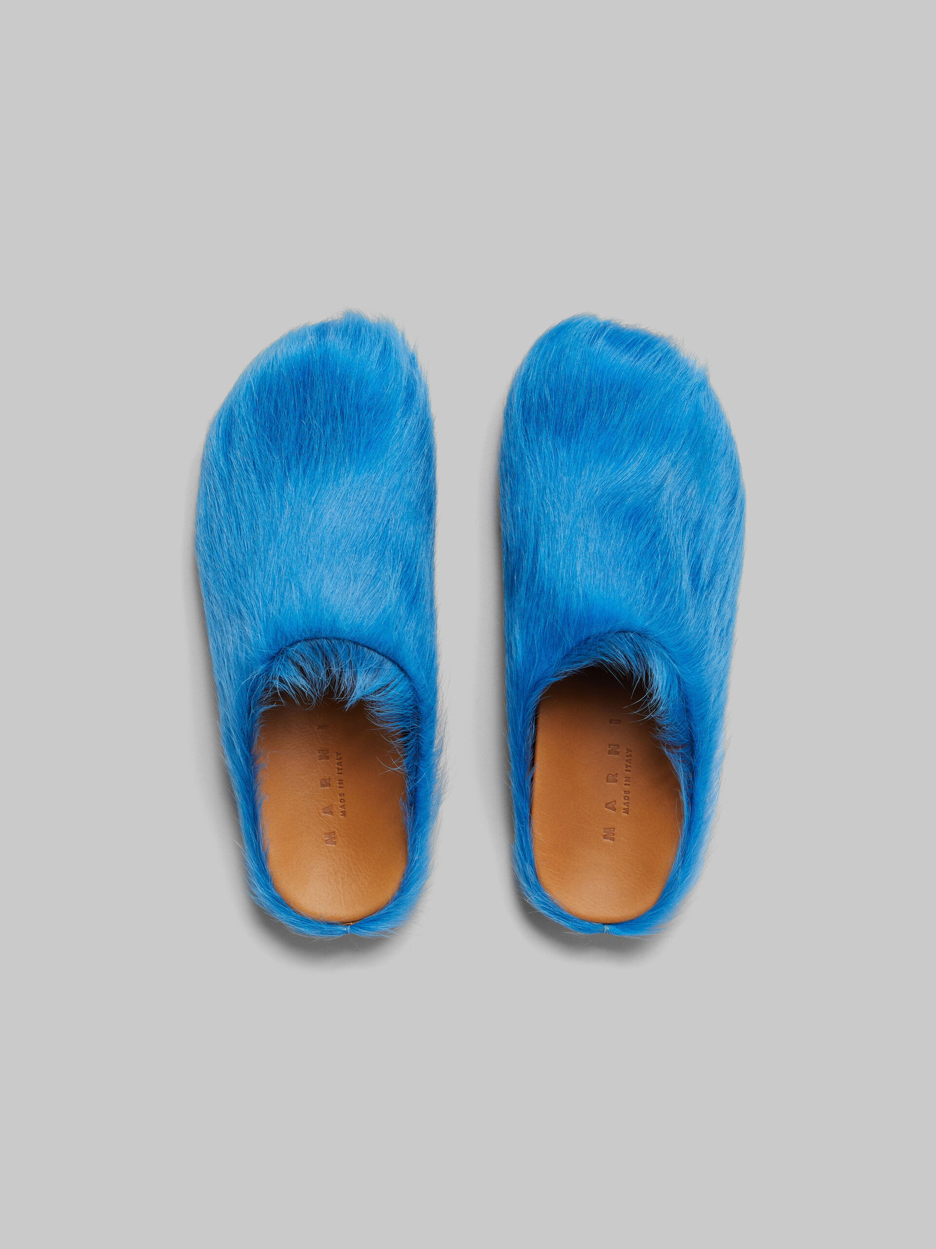 Blue long-hair calfskin Fussbett sabot - Clogs - Image 4