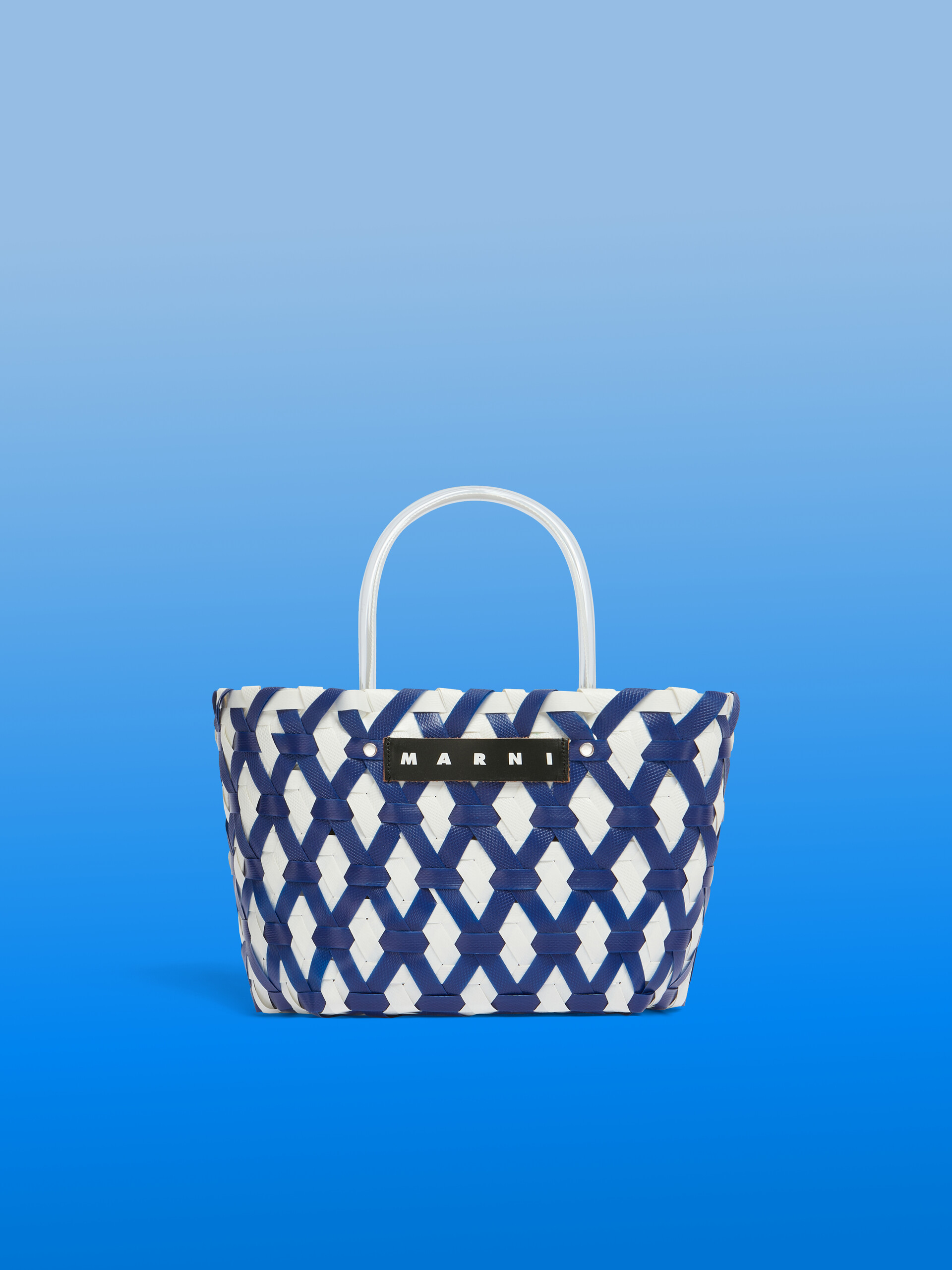 Borsa MARNI MARKET in intrecciato a rombi azzurro - Borse shopping - Image 1