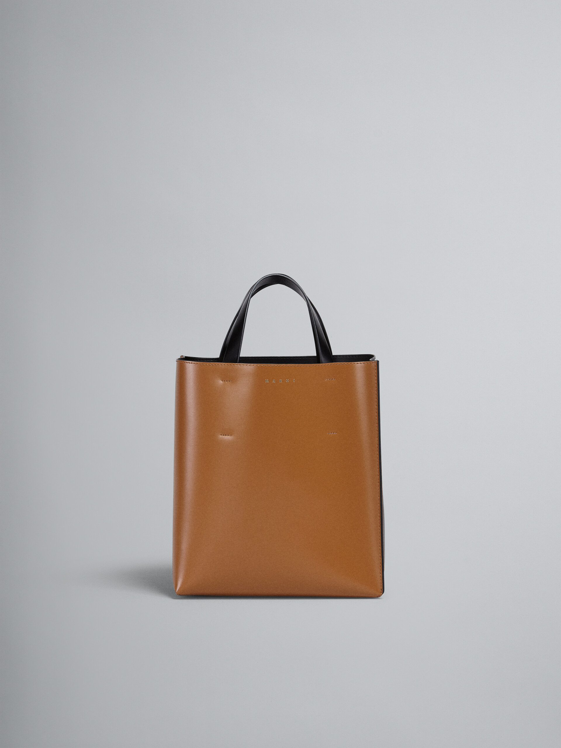 Petit sac MUSEO en cuir marron et noir - Sacs cabas - Image 1