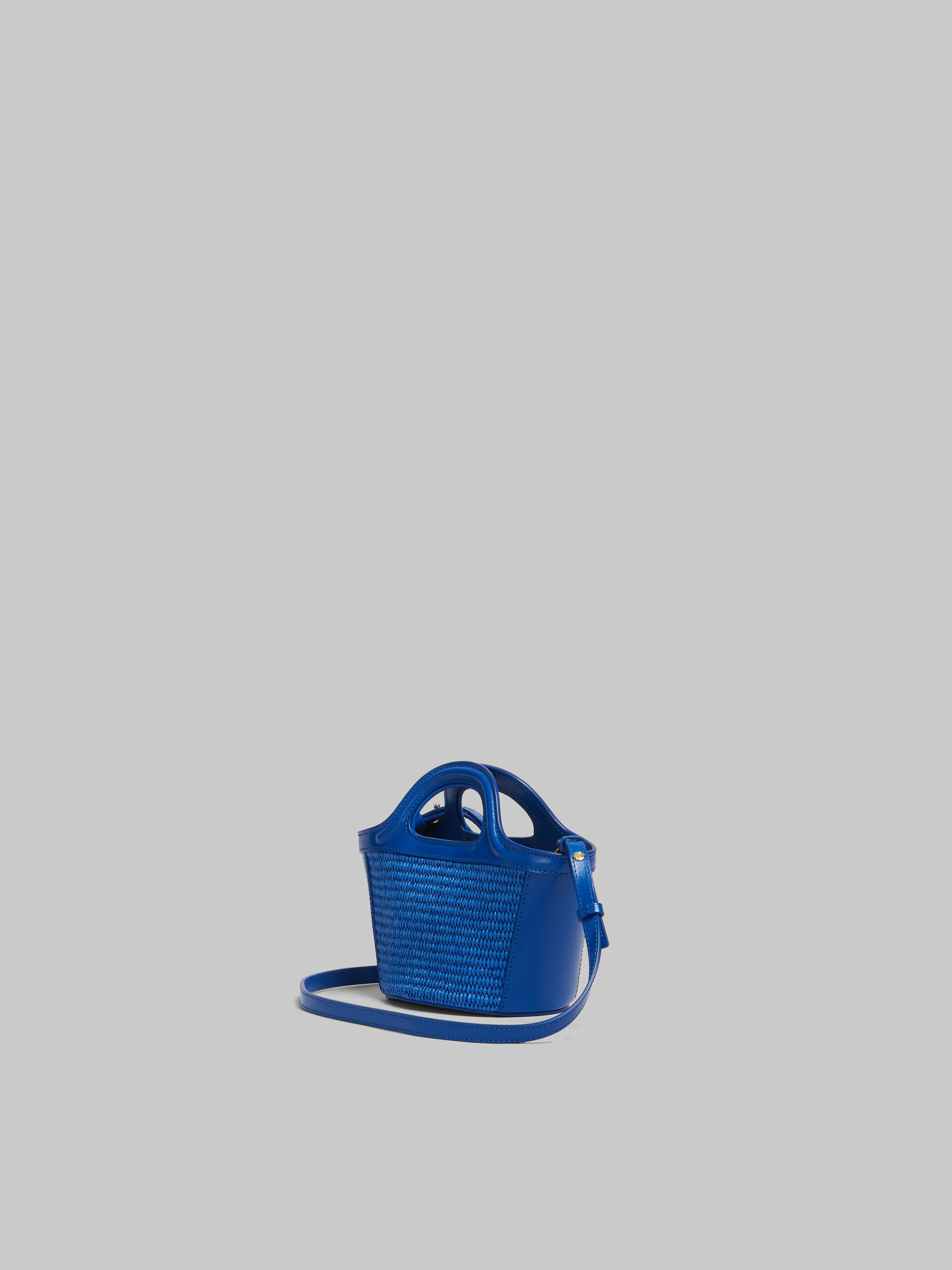Tropicalia Micro Bag in light blue leather and raffia-effect fabric - Handbags - Image 3