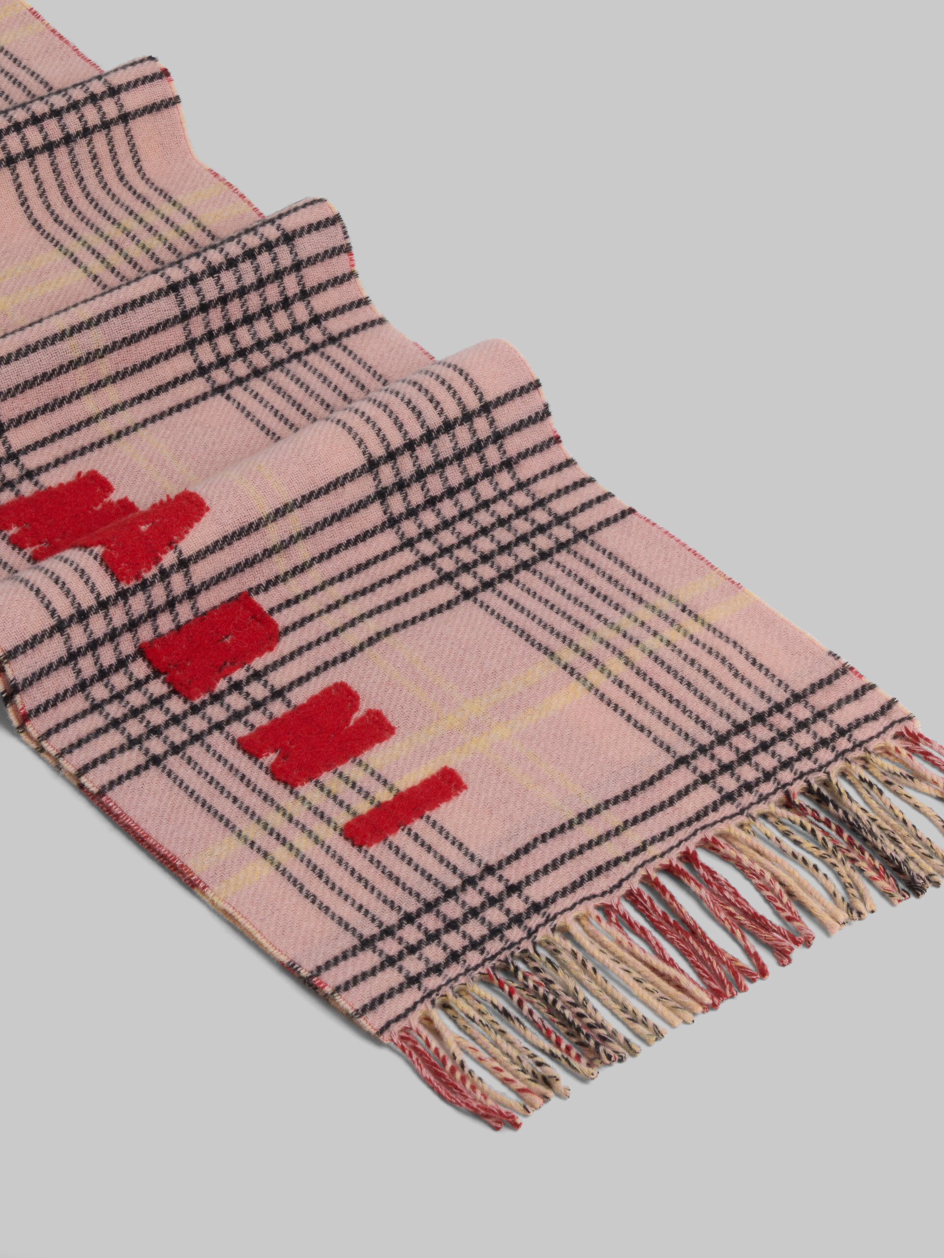 Pink double check wool scarf - Scarves - Image 3