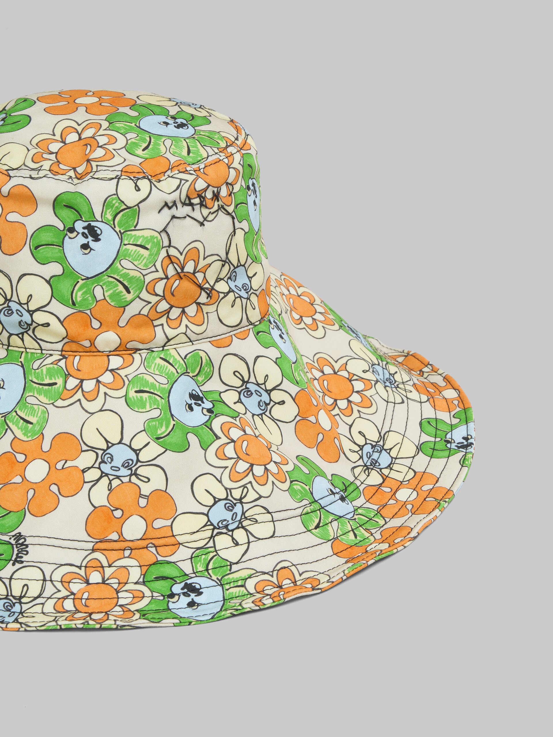 Orange and green printed organic gabardine hat - Hats - Image 4