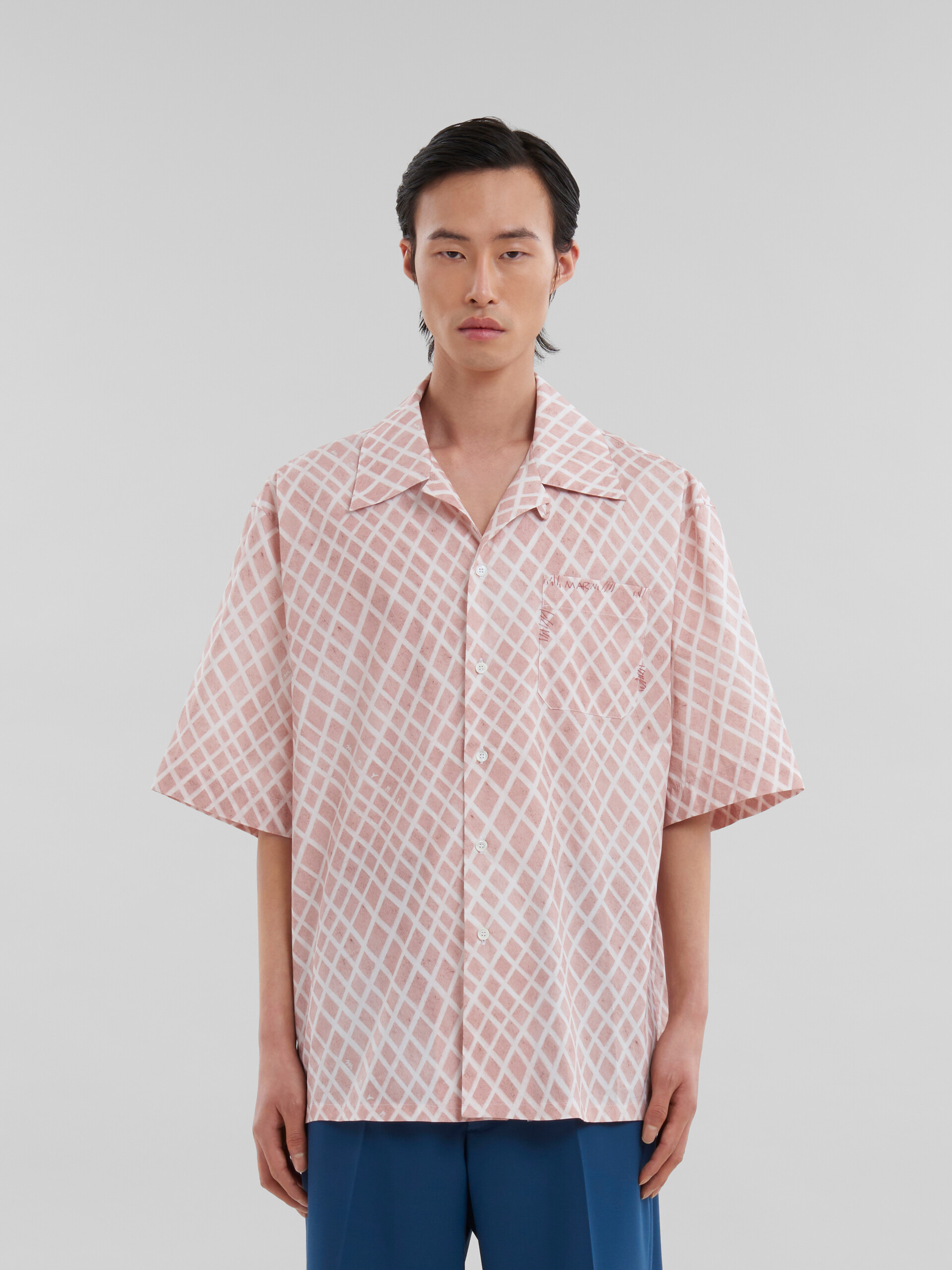 Chemise de bowling en popeline rose avec imprimé Landscapes - Chemises - Image 2