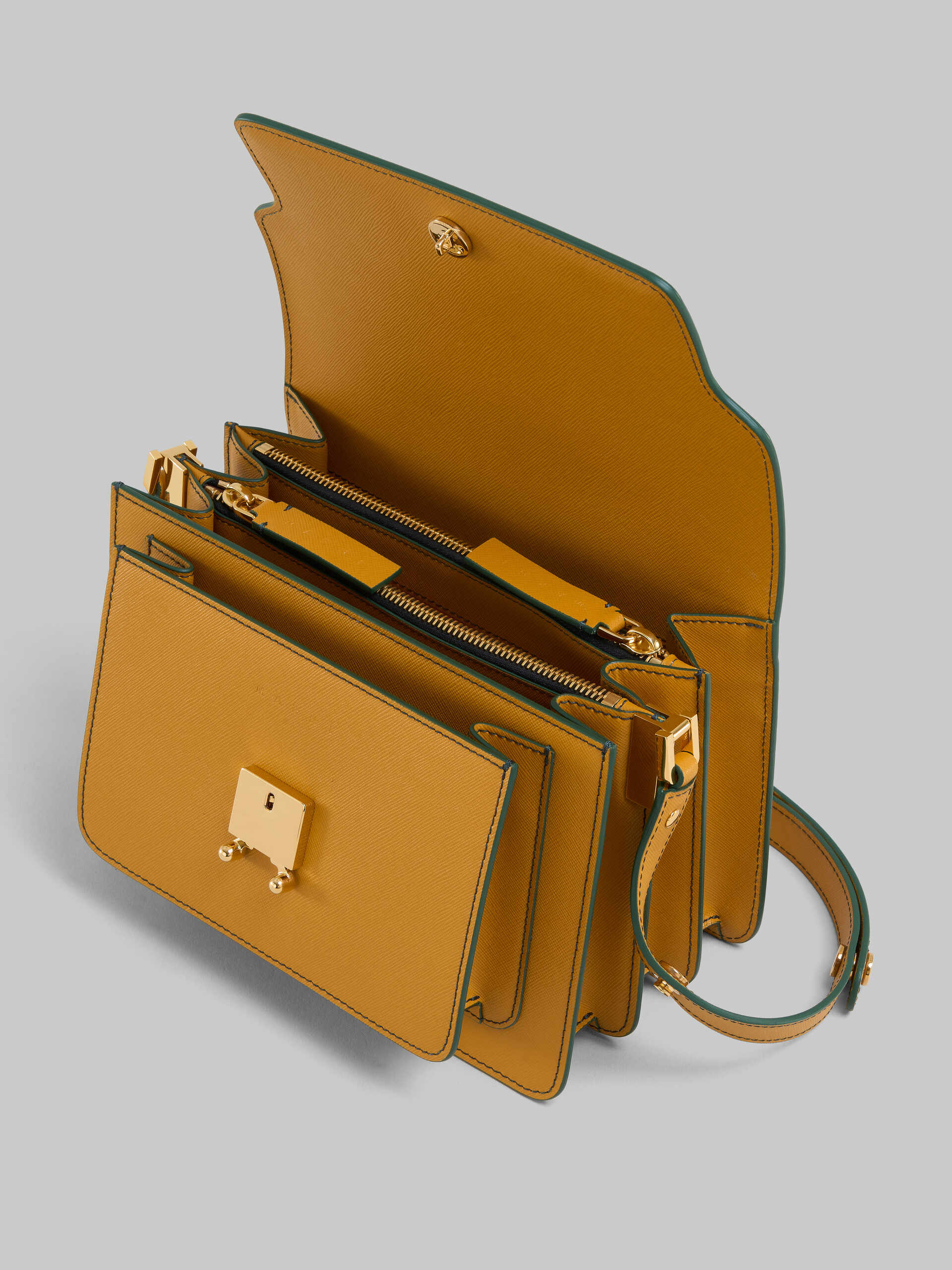 Trunk Bag Media in pelle saffiano beige - Borse a spalla - Image 4
