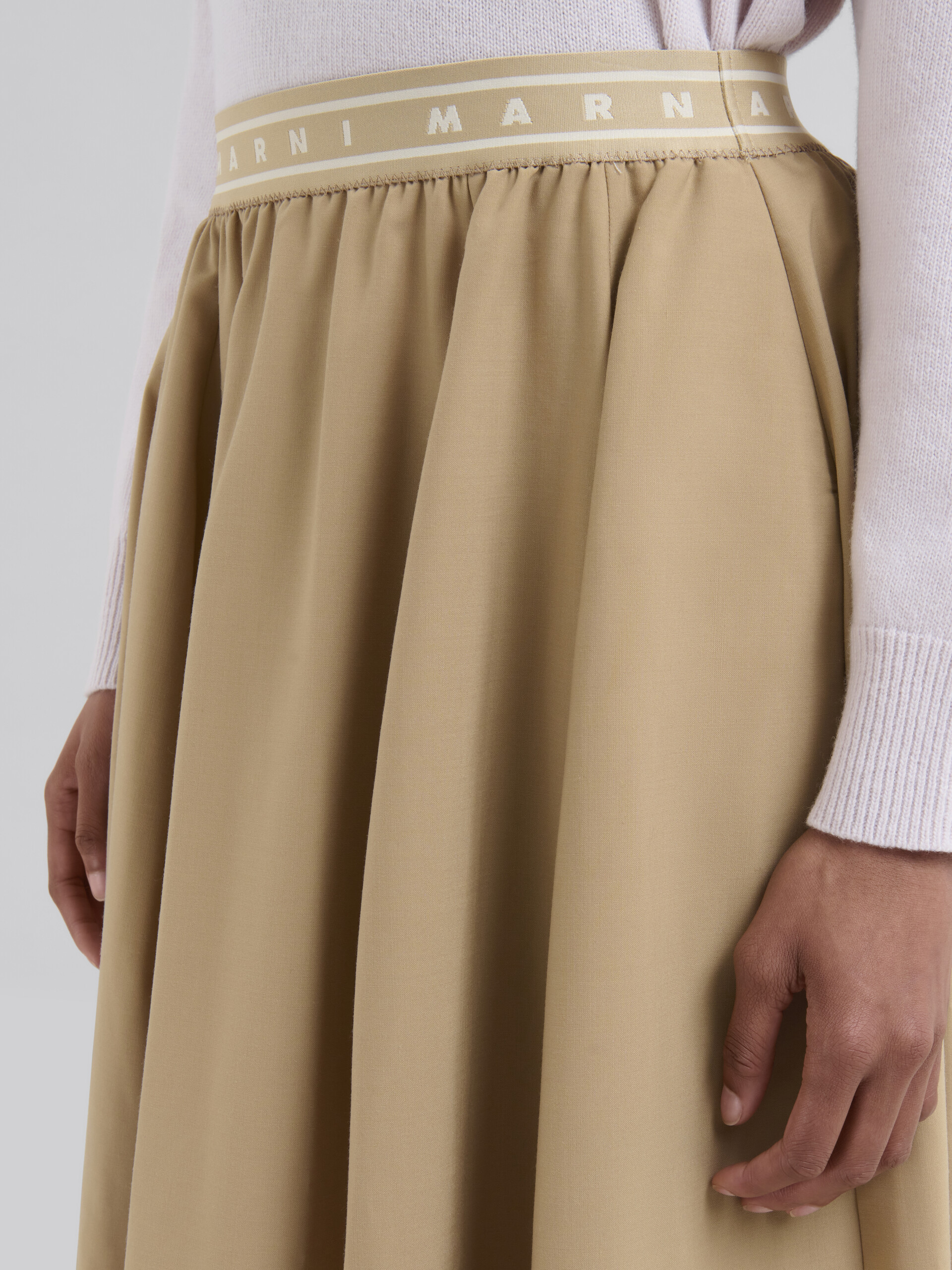 Beige wool blend midi skirt with Marni Symbol - Skirts - Image 4