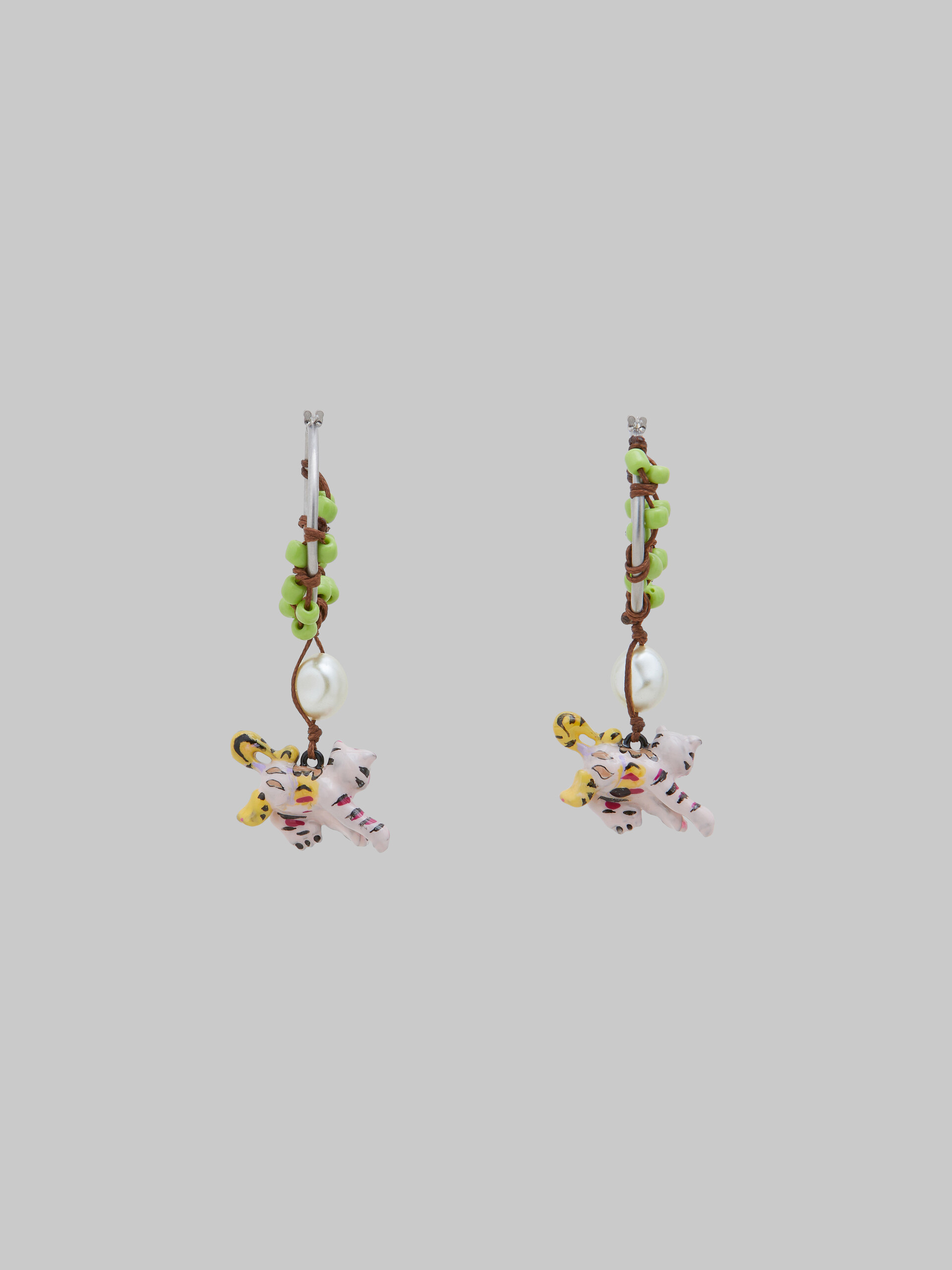 Beaded earrings with tiger pendants - Earrings - Image 3