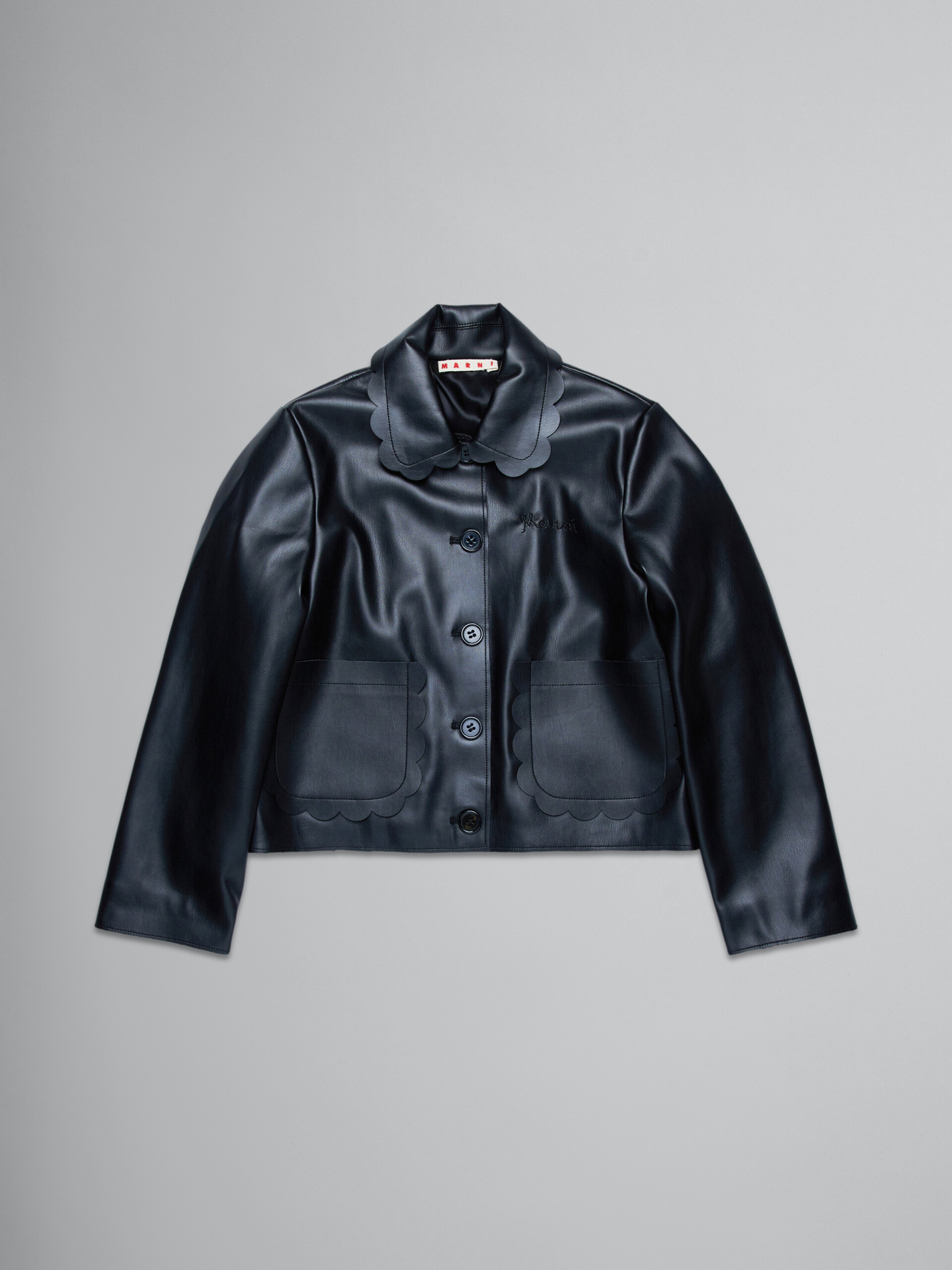 Black jacket in soft coated fabric - Jackets - Image 1