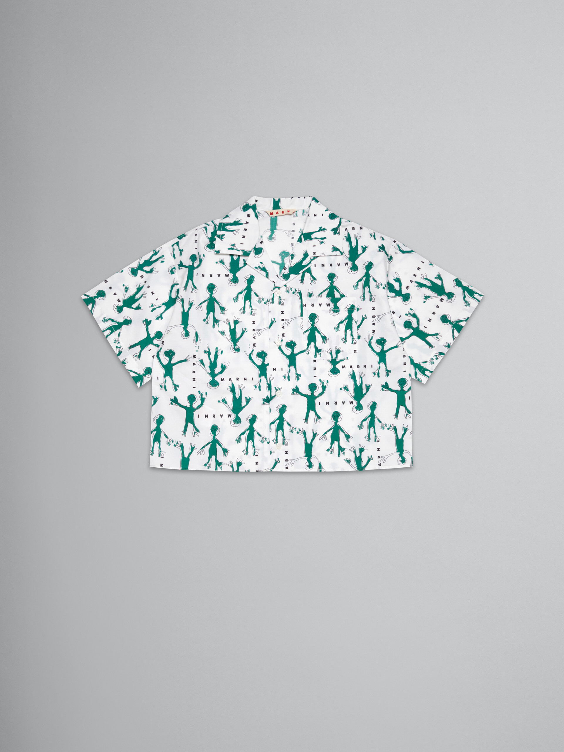 Chemise en popeline blanche avec imprimé Frog - Chemises - Image 1