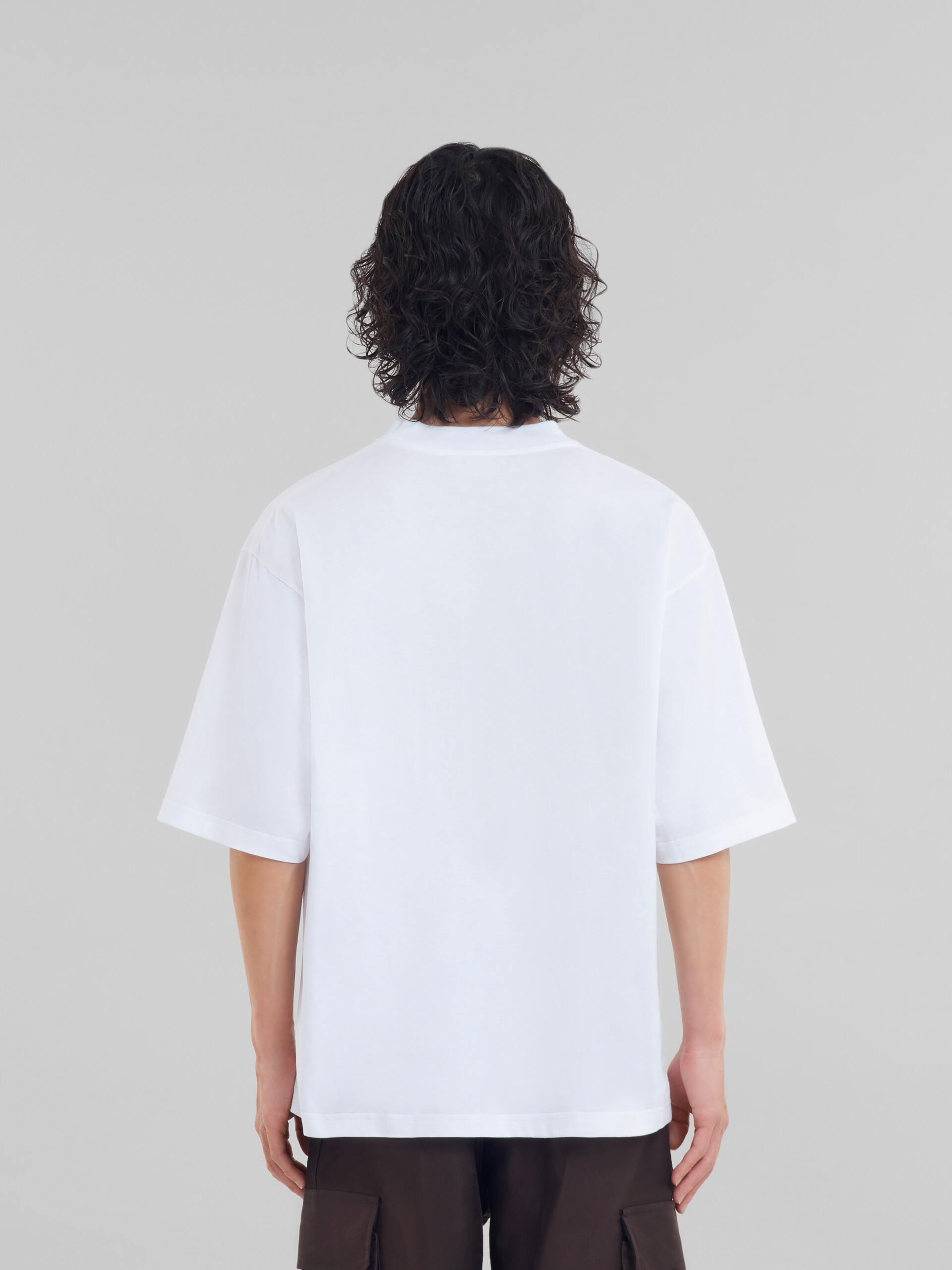 White organic cotton t-shirt with Marni logo - Shirts - Image 3