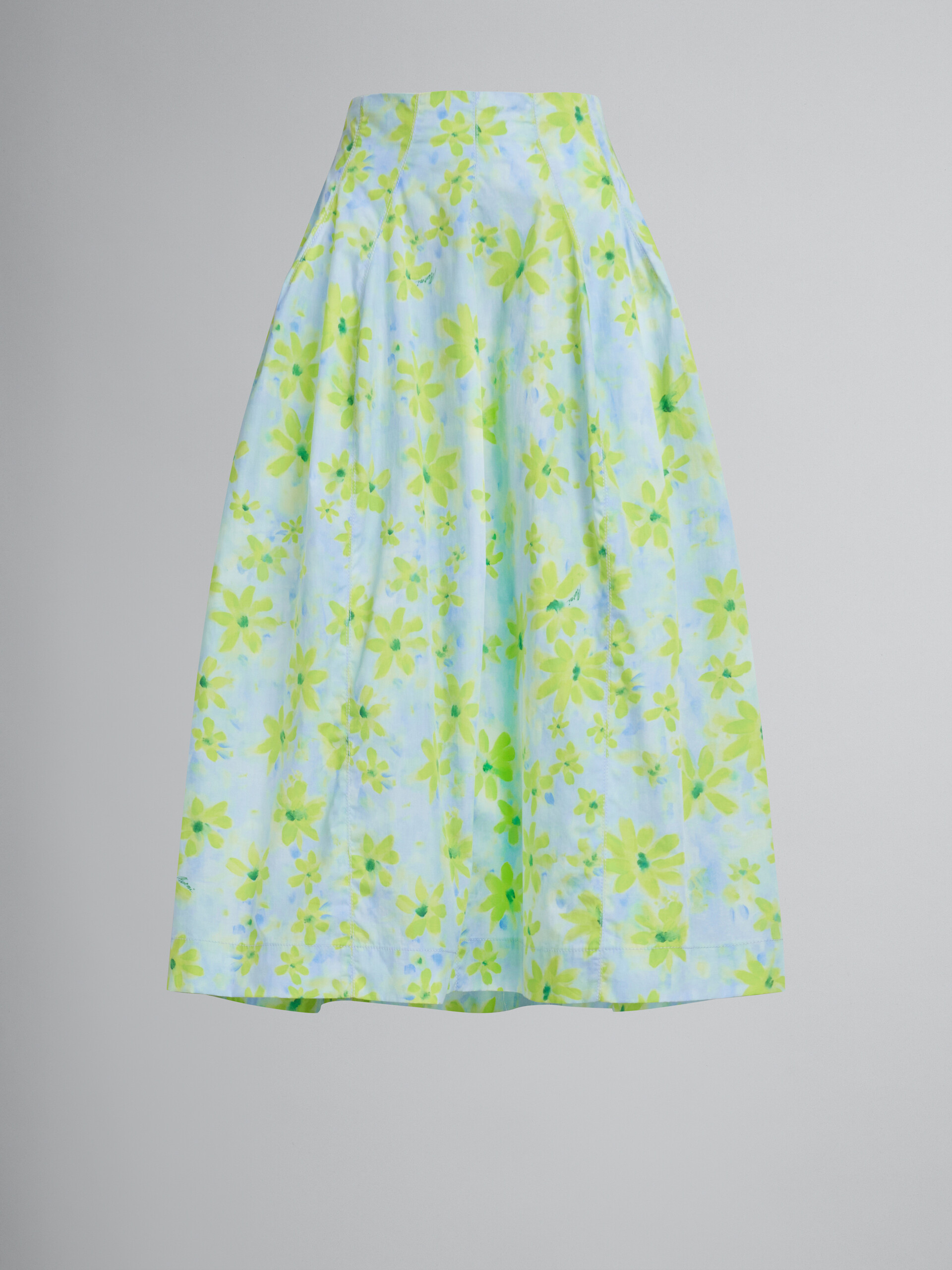 Jupe taille haute en popeline vert clair avec imprimé Parade - Jupes - Image 1