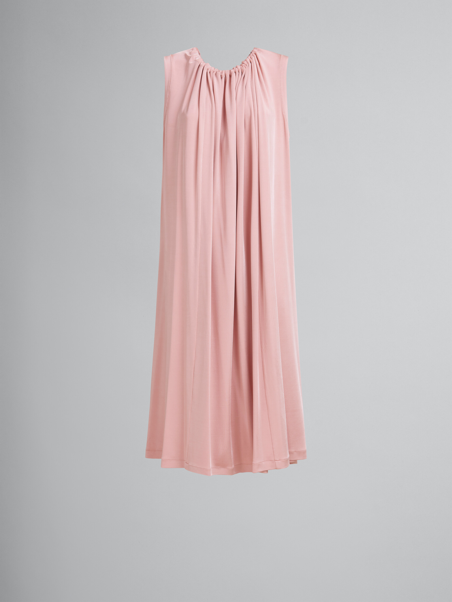 Pink stretch jersey dress with gathered neck - Dresses - Image 1