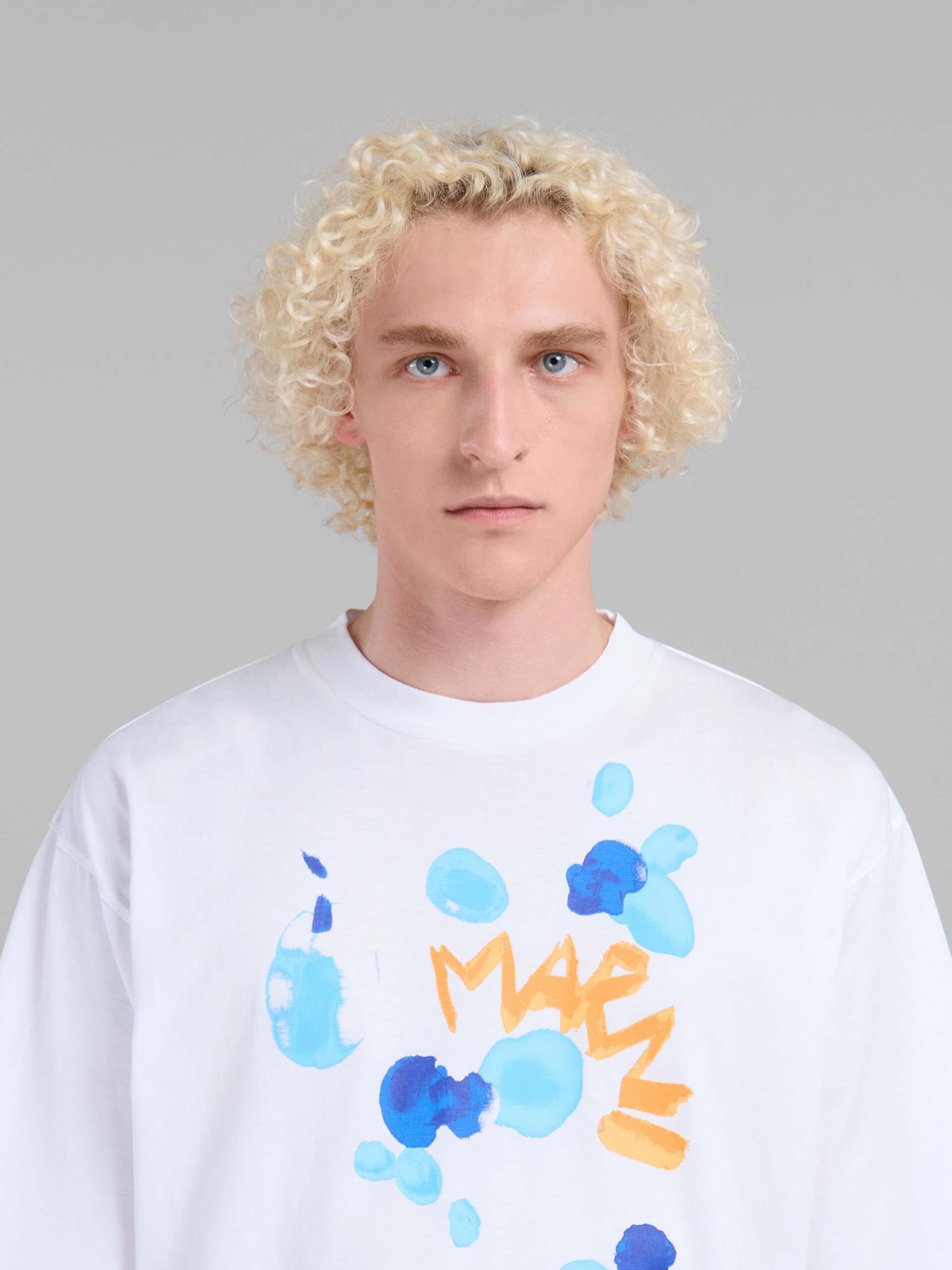 T-shirt in cotone biologico bianco con stampa Marni Dripping - T-shirt - Image 4