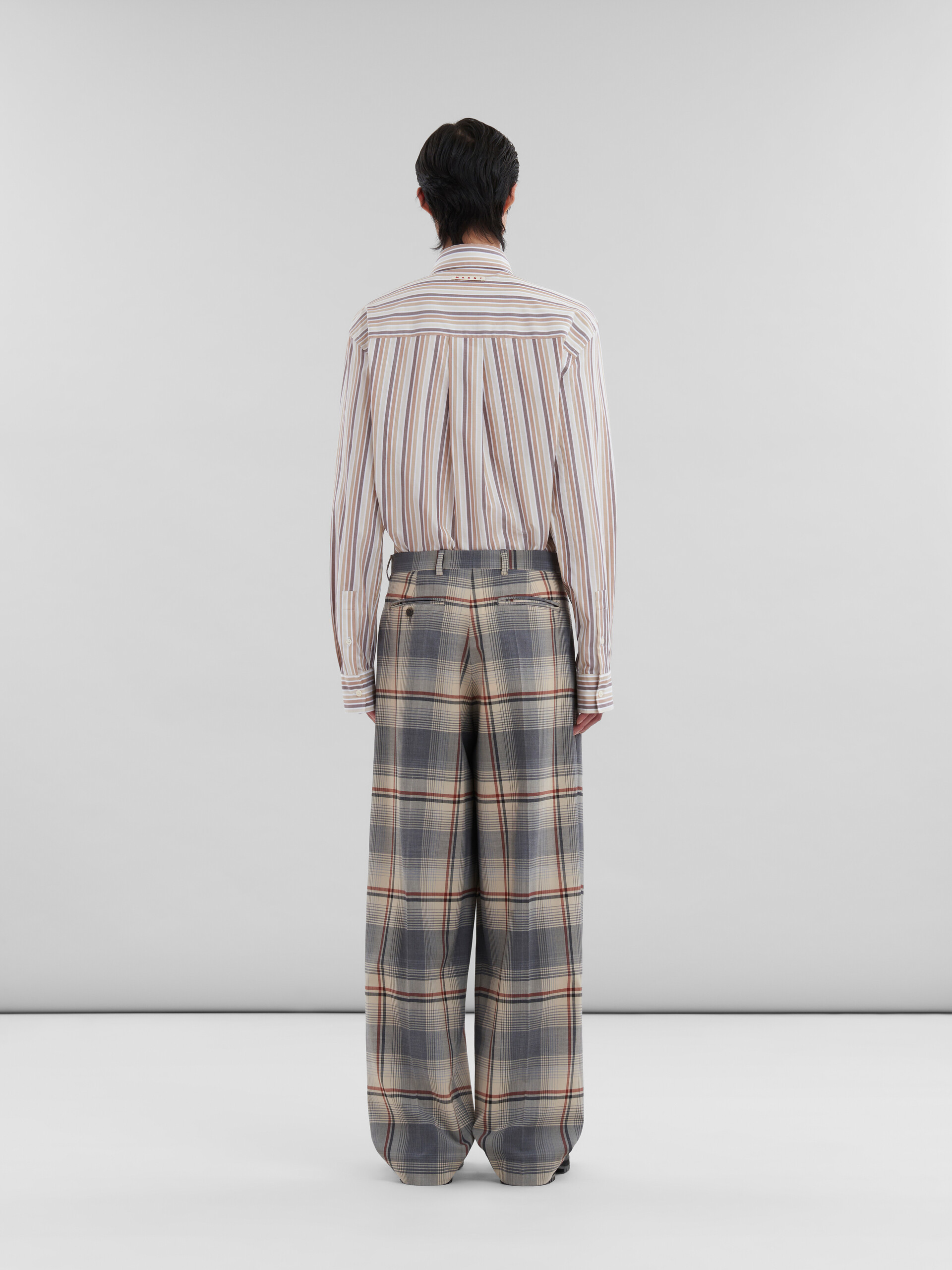 Blue checked wool pleated trousers - Pants - Image 3