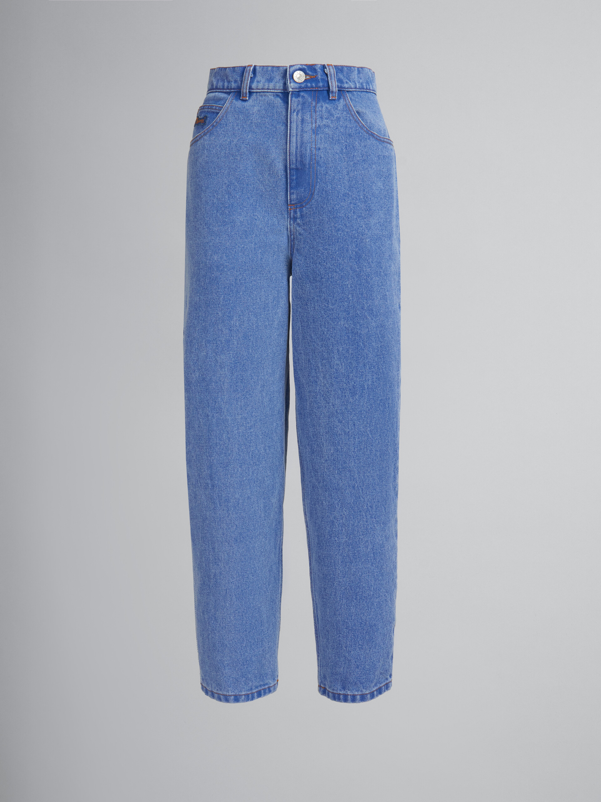 Jean fuselé en denim biologique bleu - Pantalons - Image 1