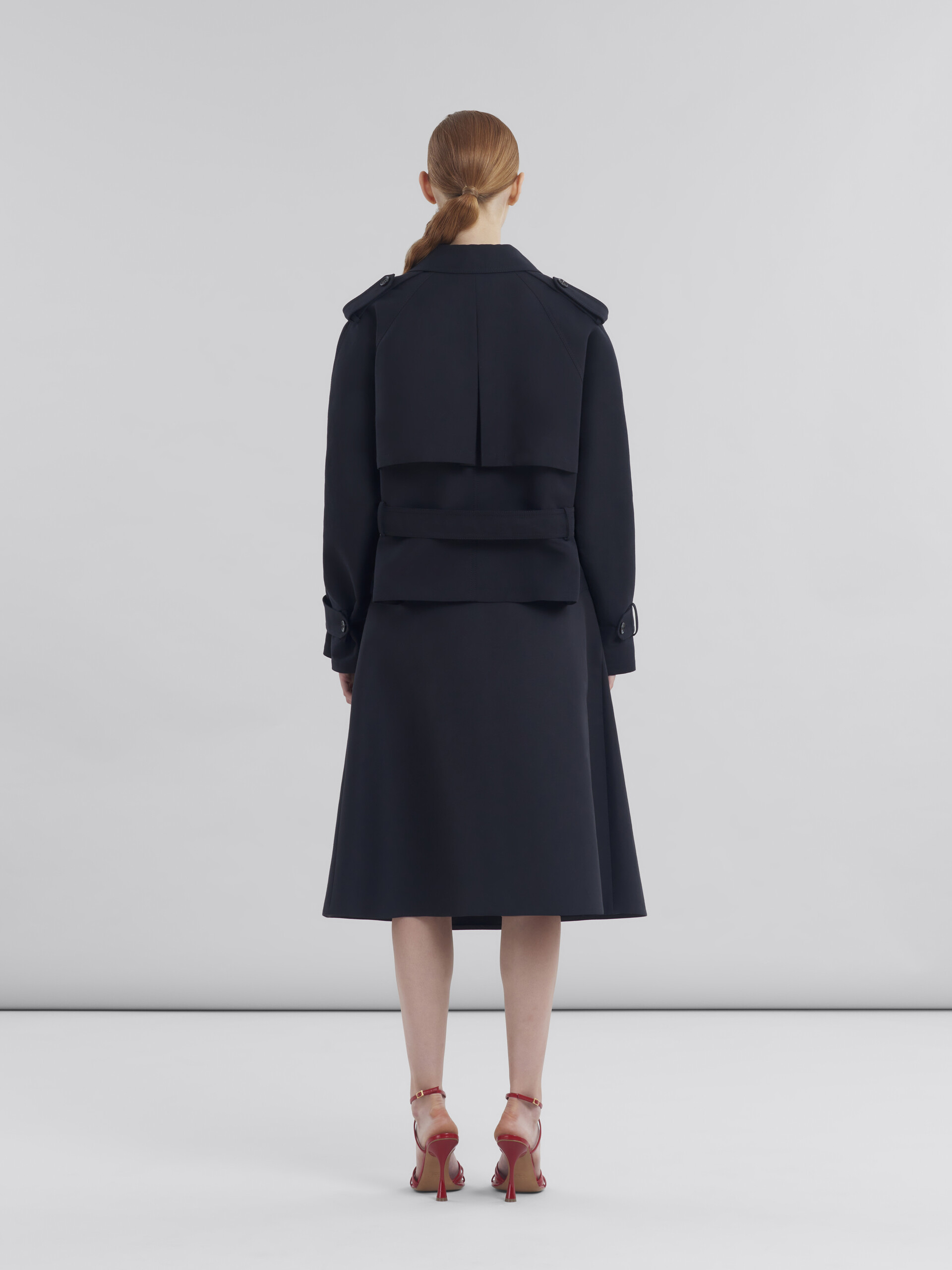 Short black cotton trench with Marni Symbol - Jackets - Image 3