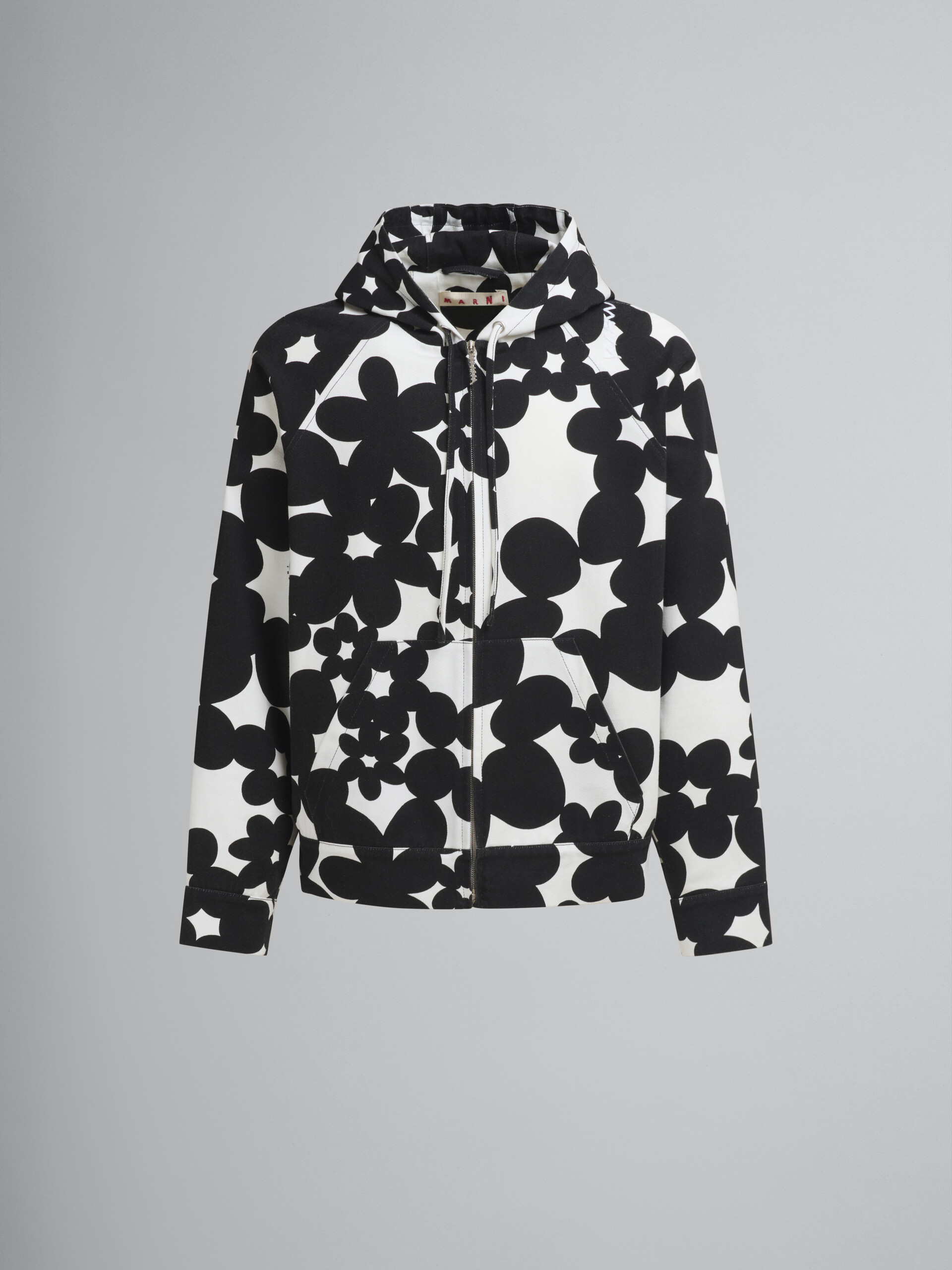 Cotton hoodie with black and white Dillies print - Jackets - Image 1