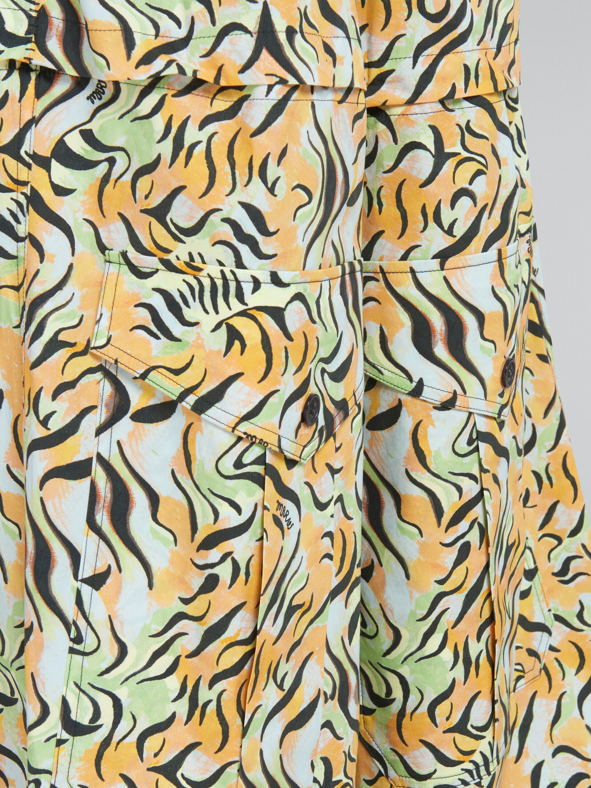 Orange and green printed organic poplin hybrid cargo pants - Pants - Image 5