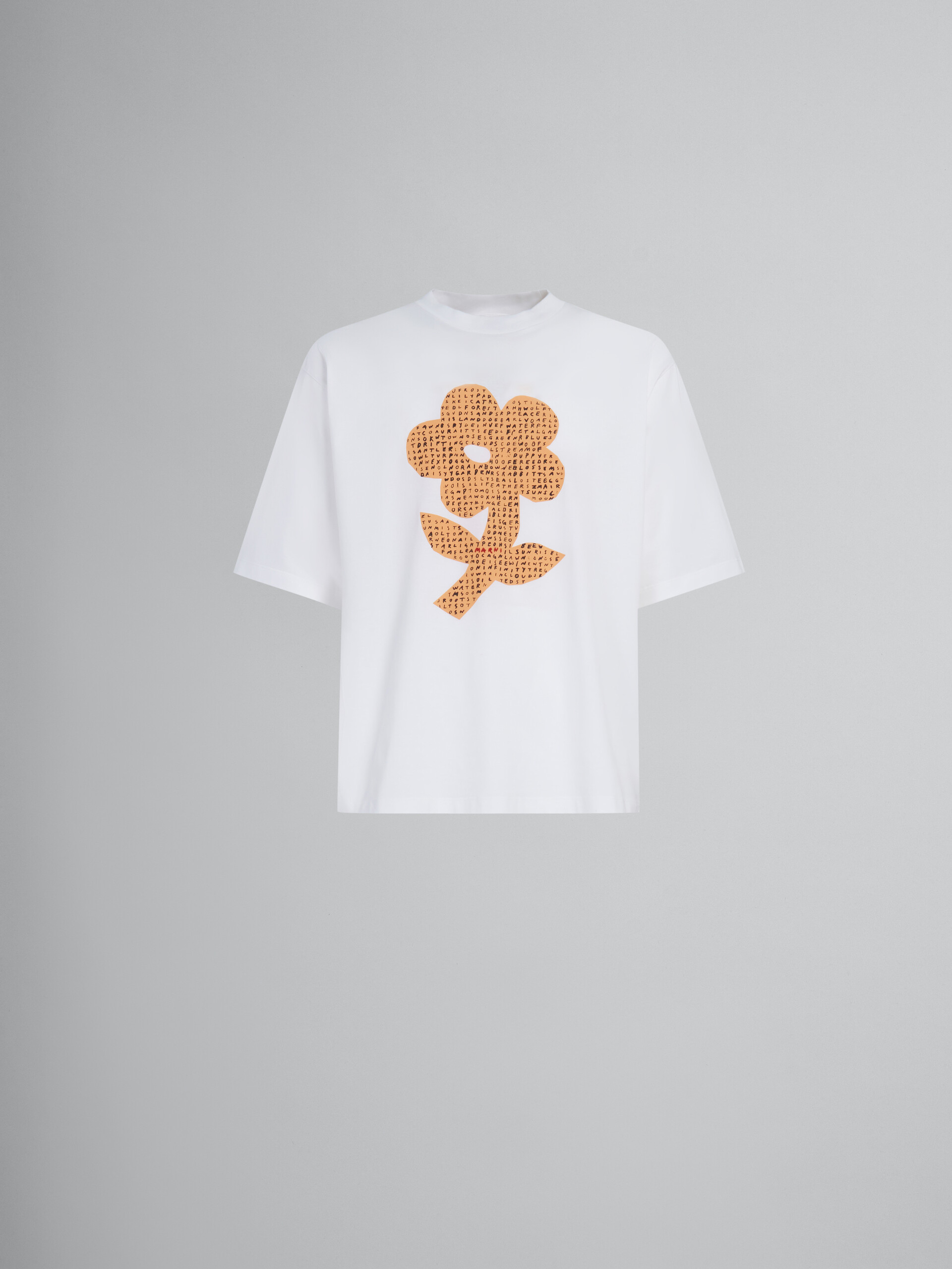 T-shirt en coton biologique blanc avec imprimé fleur et mots mêlés - T-shirts - Image 1