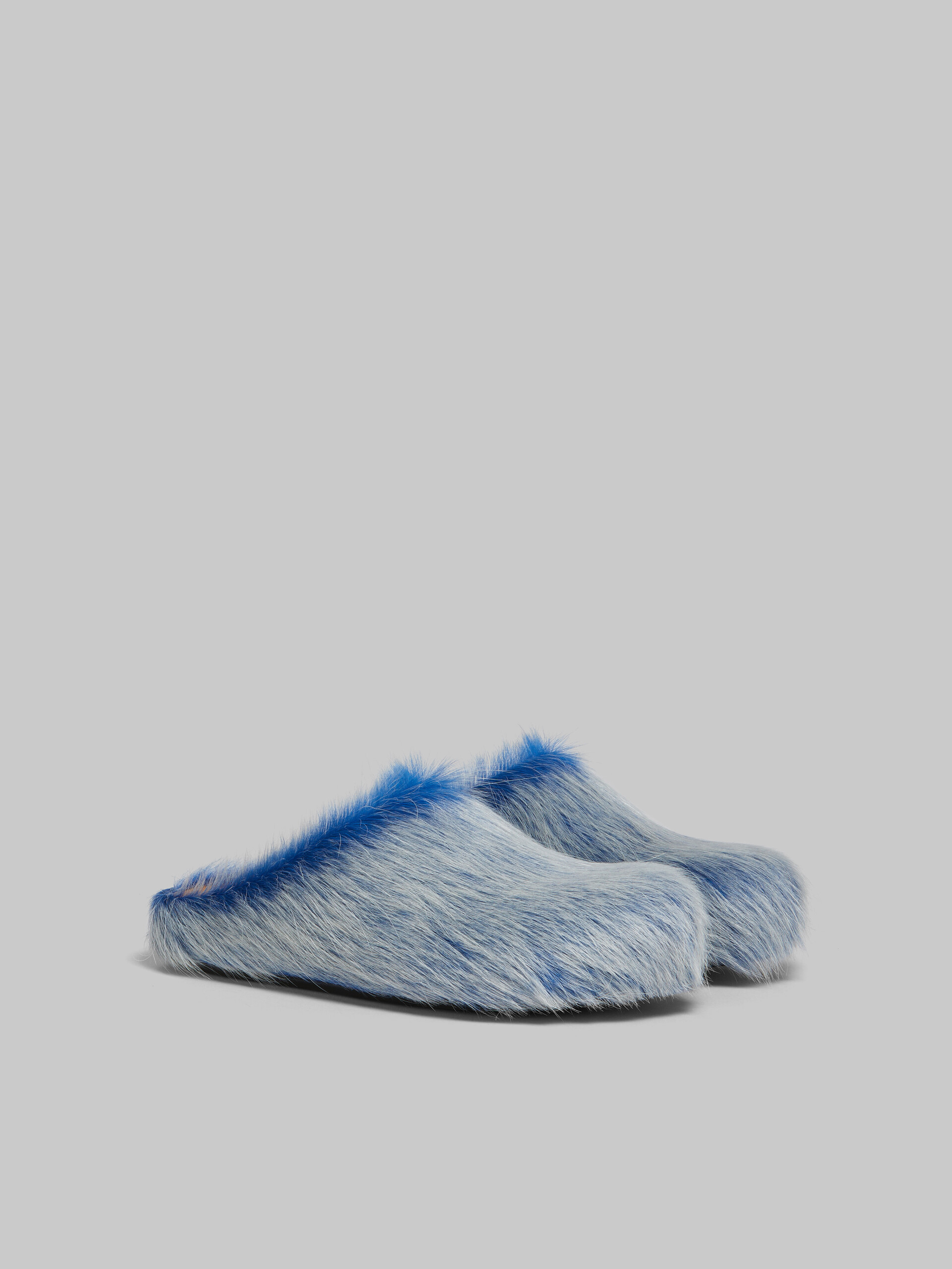 Blue-grey long hair calfskin Fussbett sabot - Clogs - Image 2