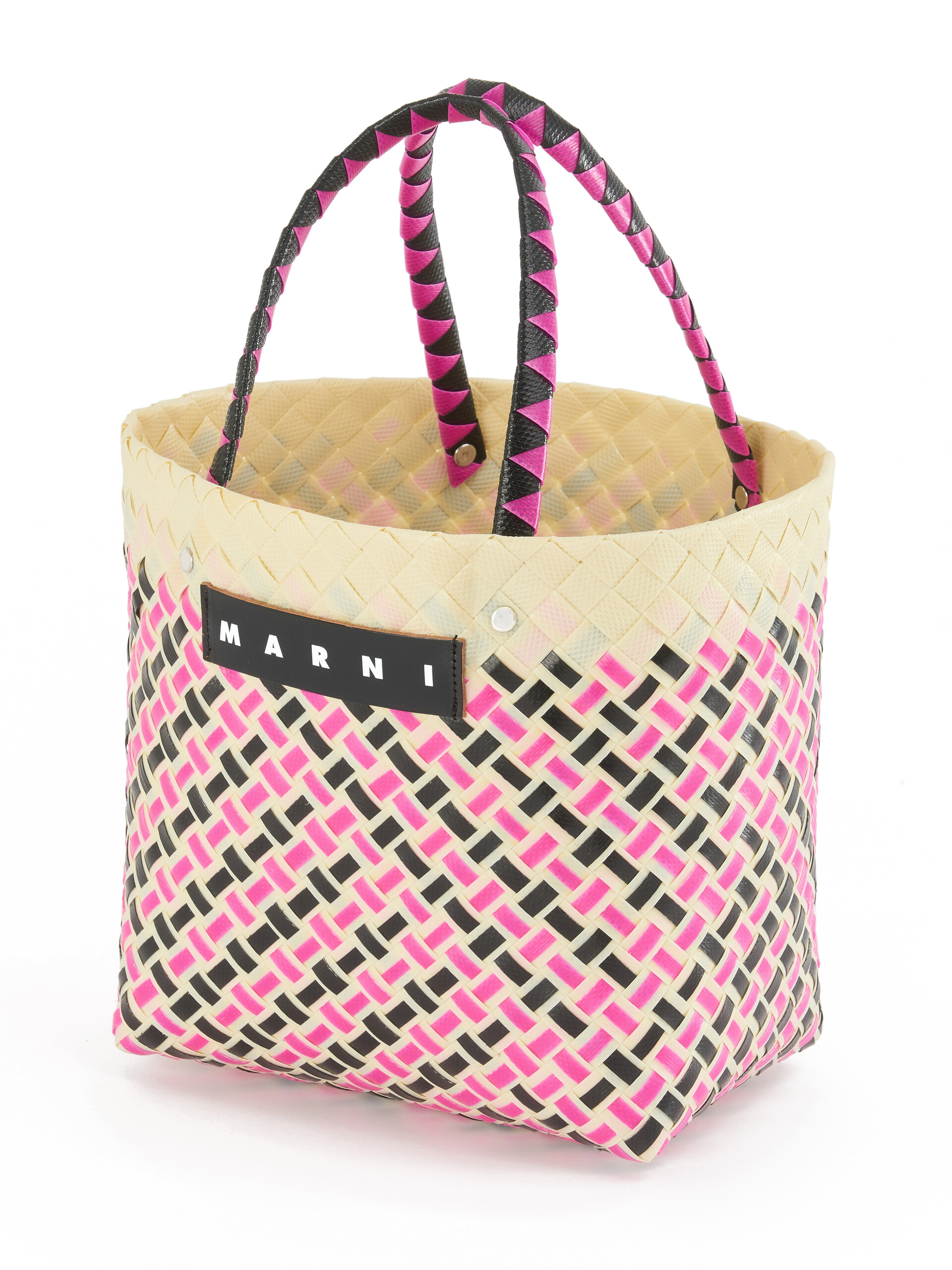 Black outline MARNI MARKET MEDIUM BASKET bag - Shopping Bags - Image 4