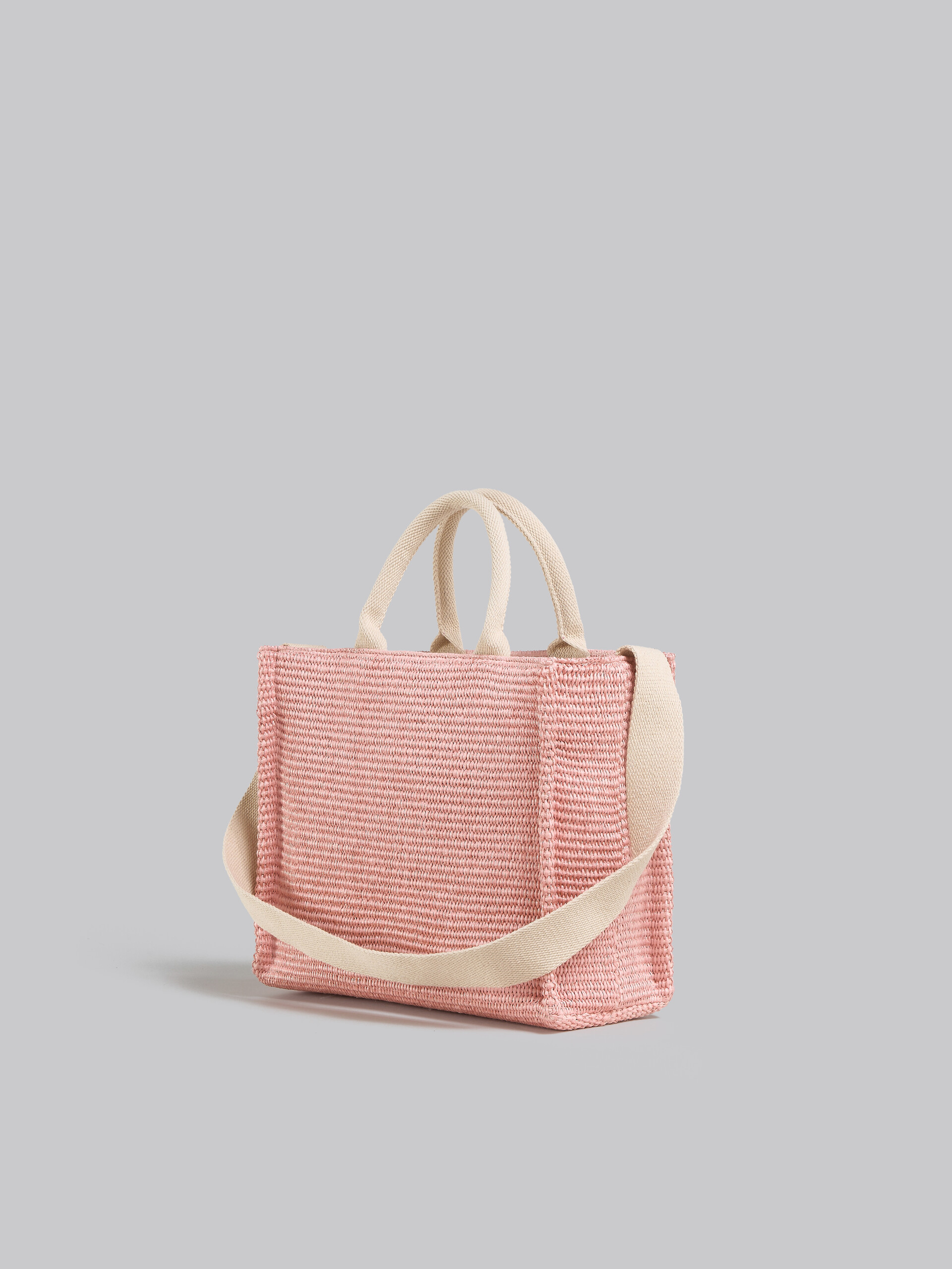 Petit sac cabas en tissu effet raphia lilas - Sacs cabas - Image 3