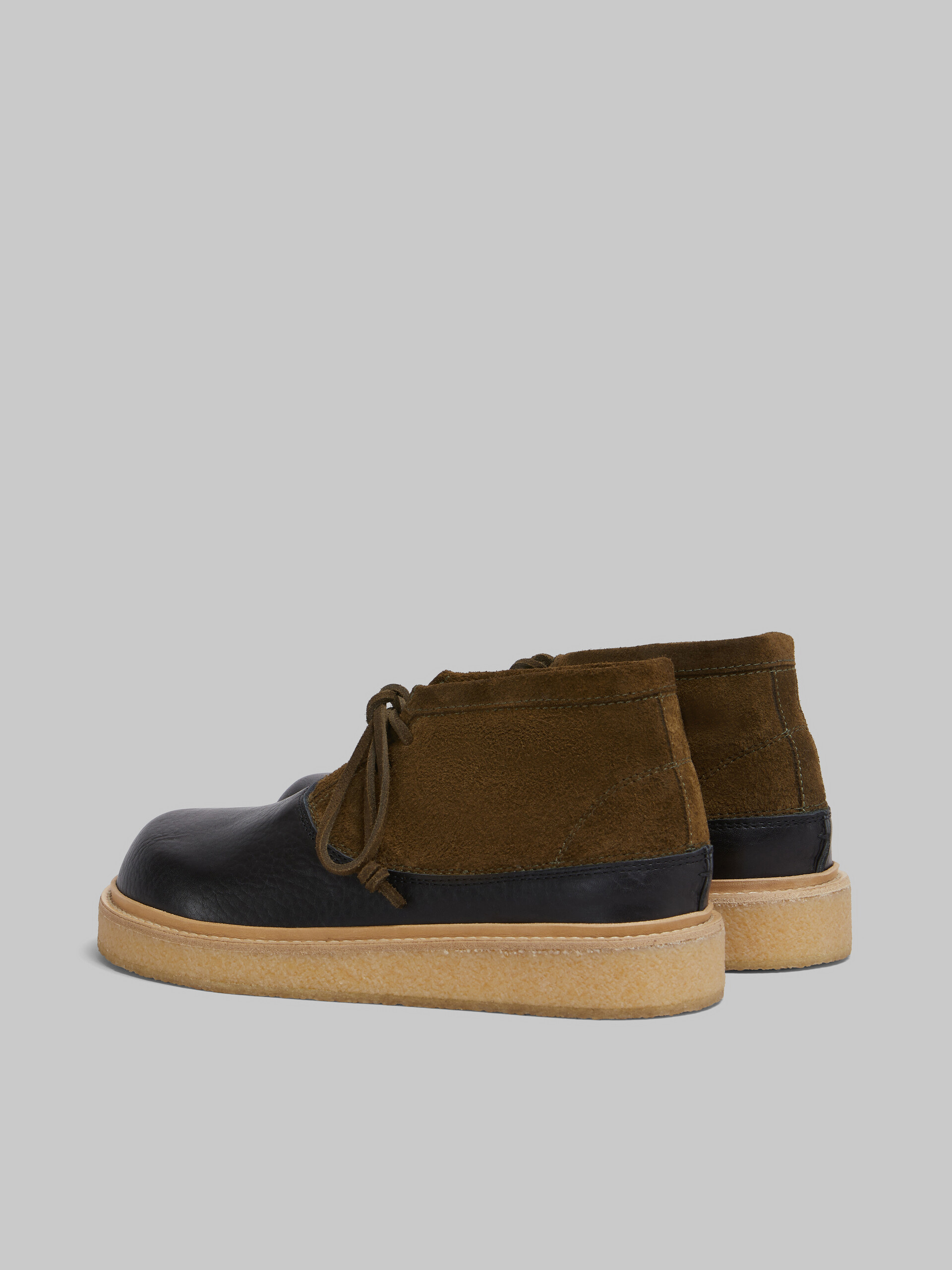 Chaussures de brousse en cuir noir et vert avec semelle en para-caoutchouc - Bottes - Image 3