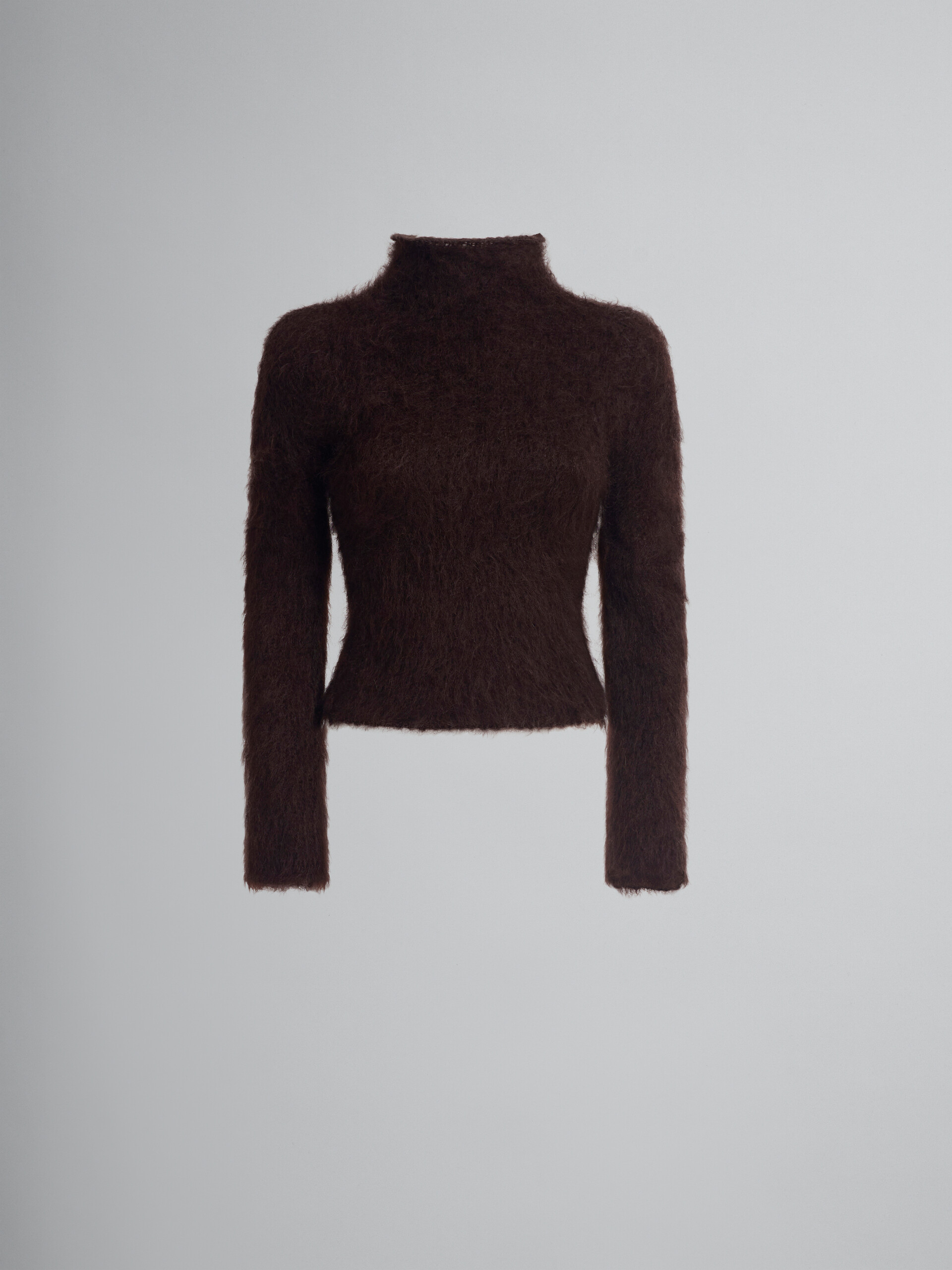 Brauner Rollkragenpullover aus gebürstetem Mohair - Pullover - Image 1