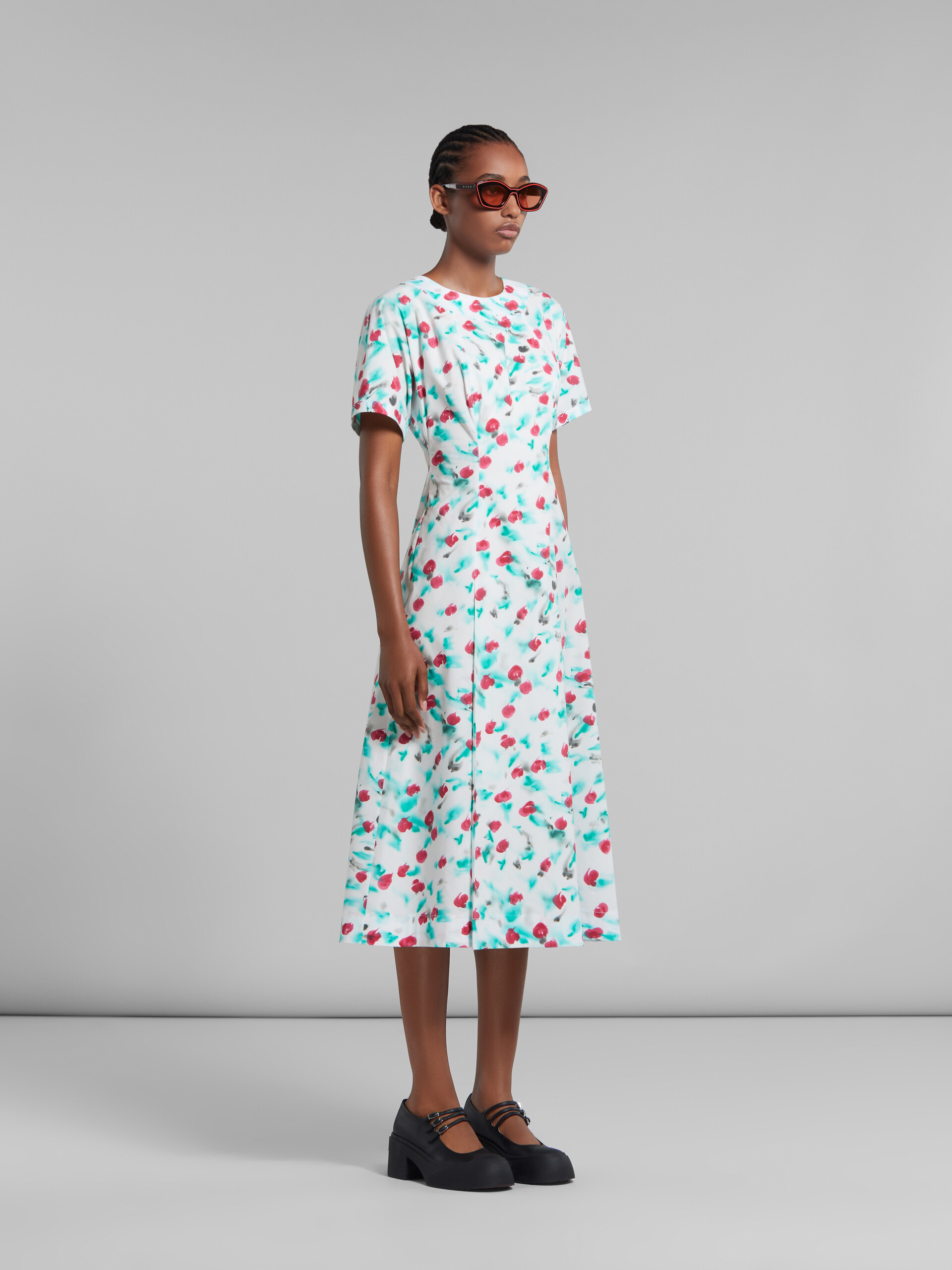Reverie 프린트 장식 화이트 포플린 미디 드레스 - 드레스 - Image 6