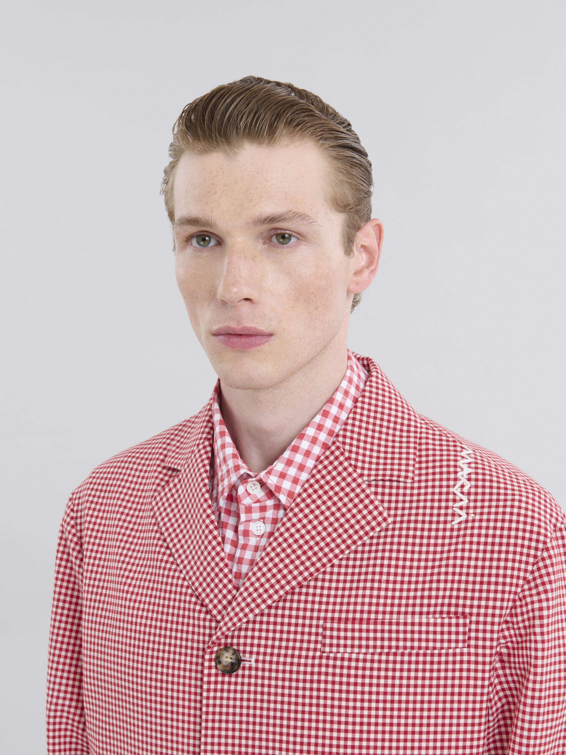 Red and white gingham wool jacket - Jackets - Image 4