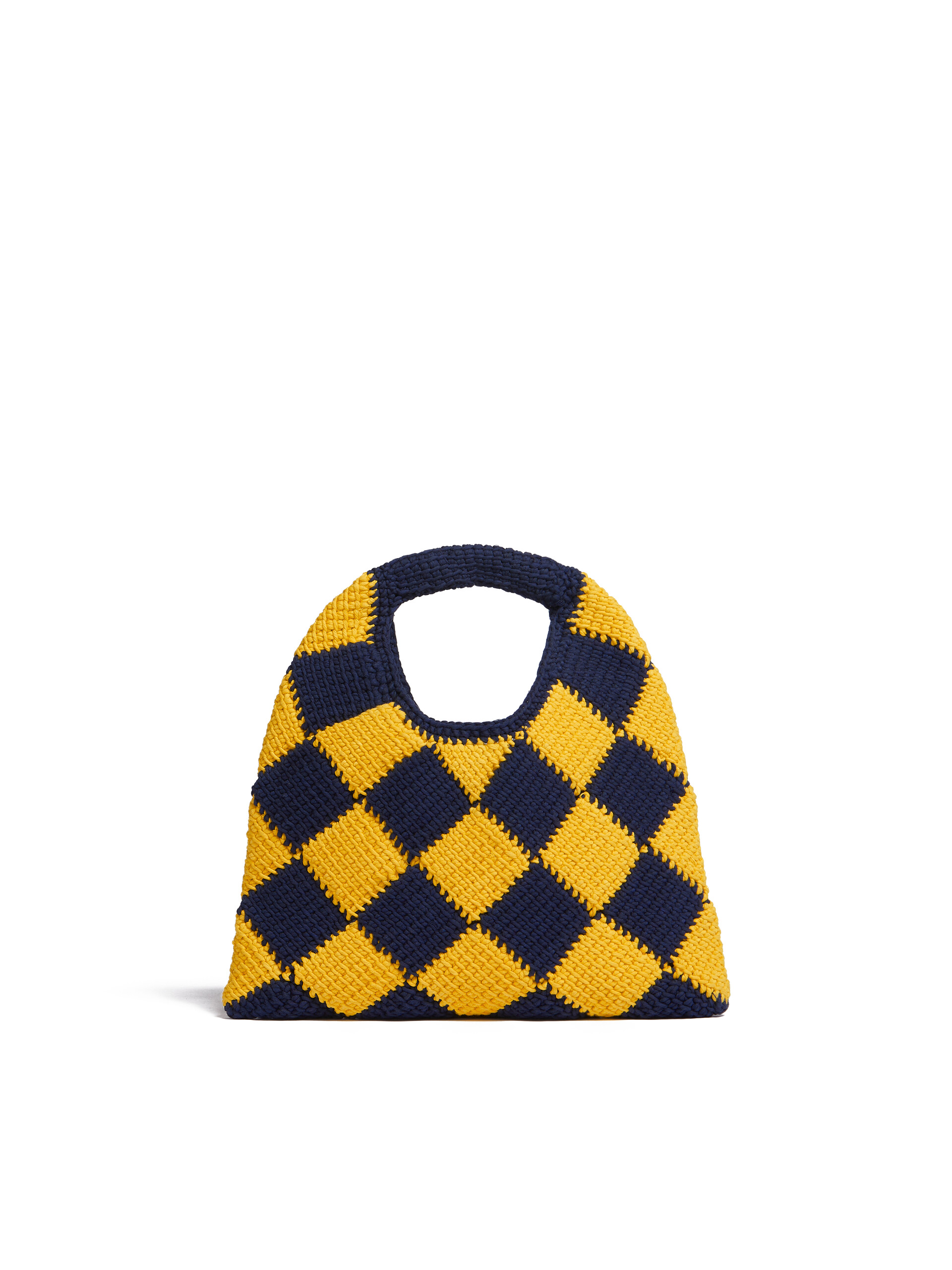 MARNI MARKET DIAMOND mini bag in blue and brown tech wool - Shopping Bags - Image 3