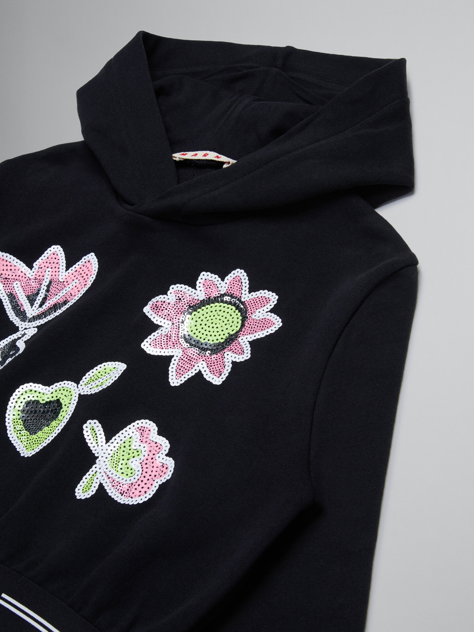 Black sweatshirt with sequined flowers - Sweaters - Image 3