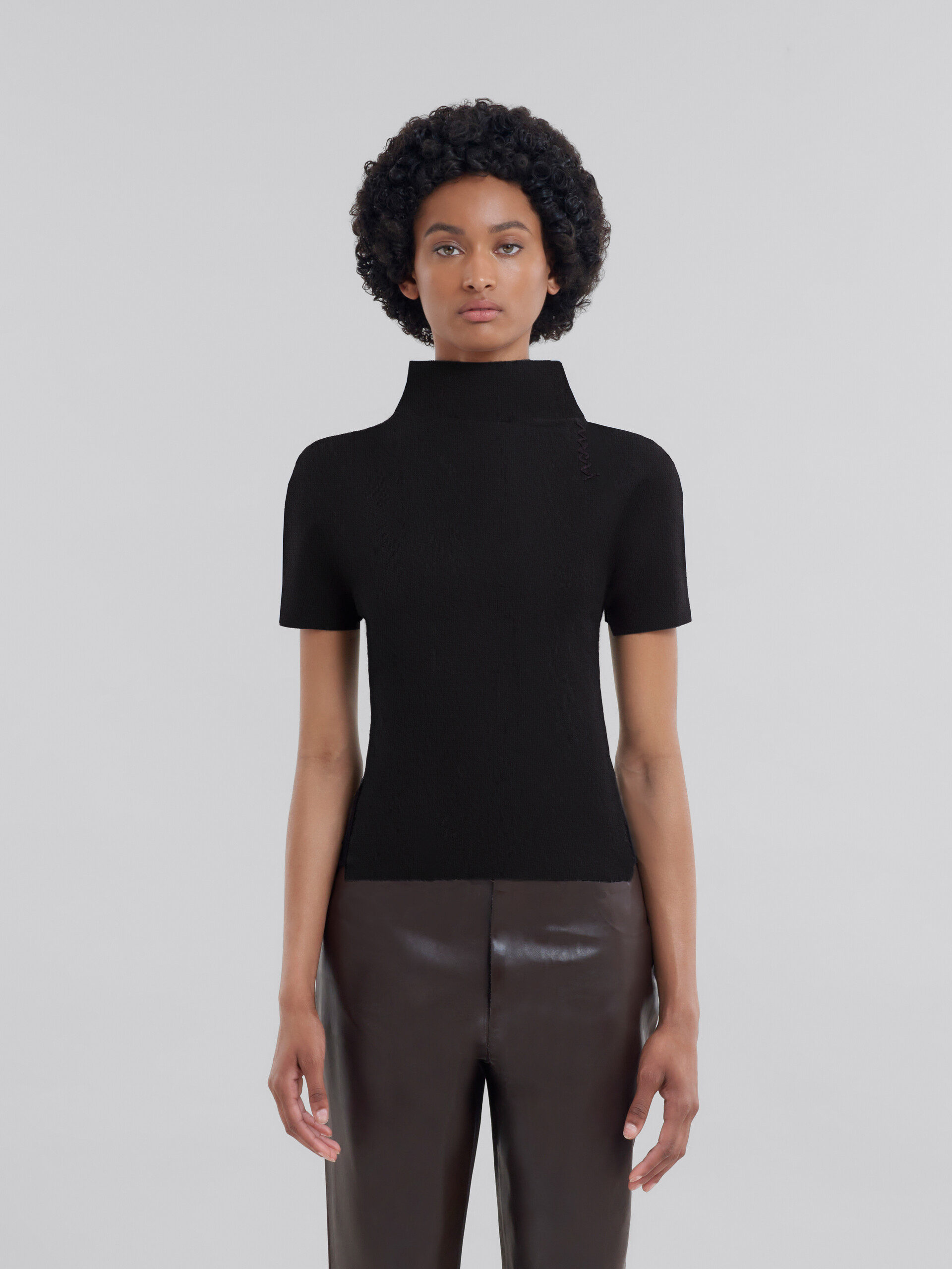 Brown and black wool and cashmere sweater - Pullovers - Image 2