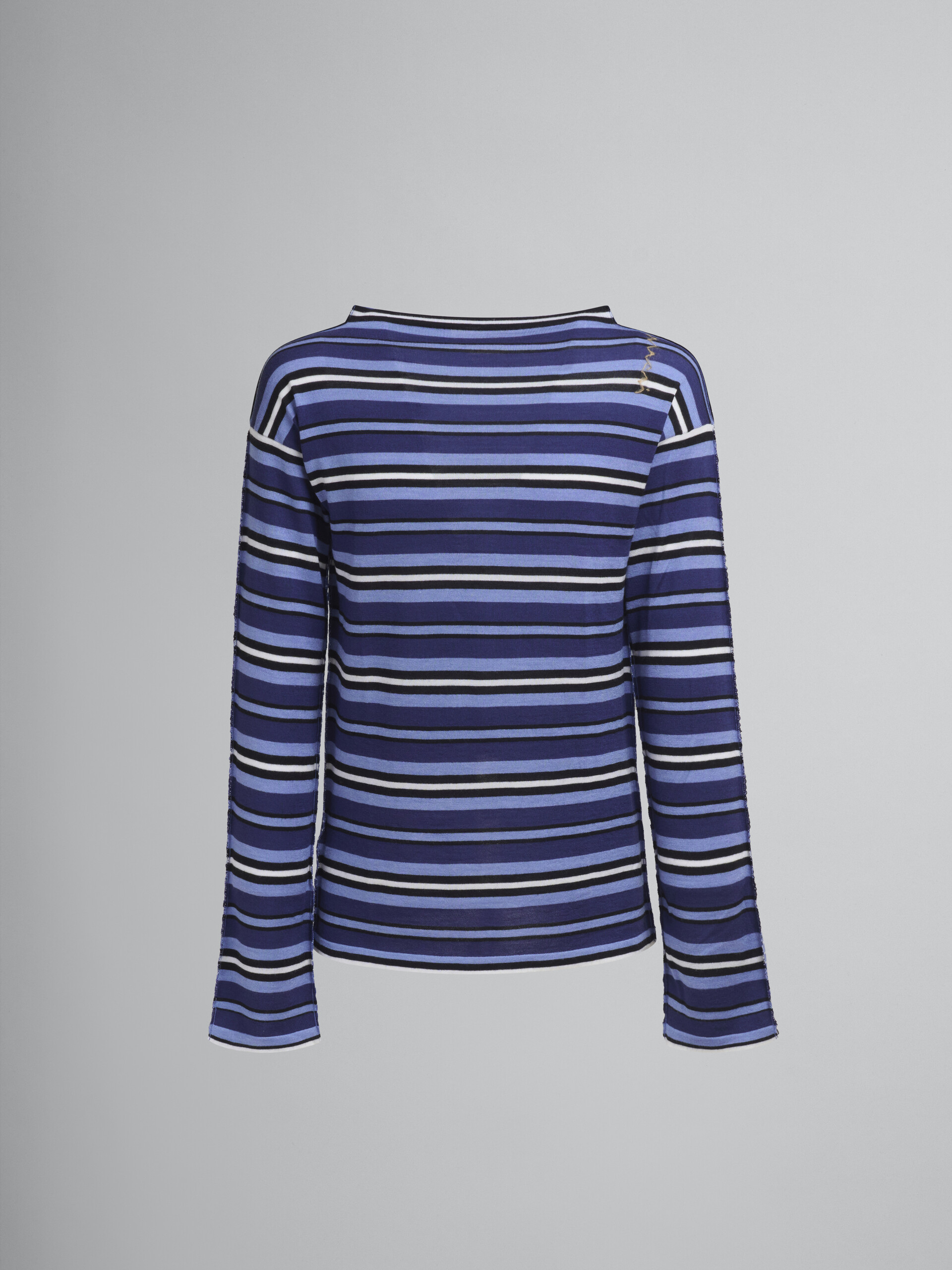 Pullover mit blauen Streifen und kontrastierendem Rücken - Pullover - Image 1