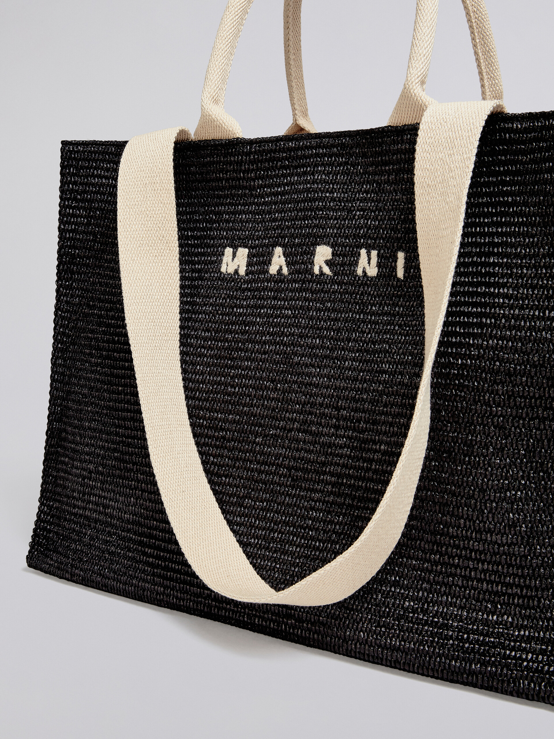 Black raffia Large Tote Bag