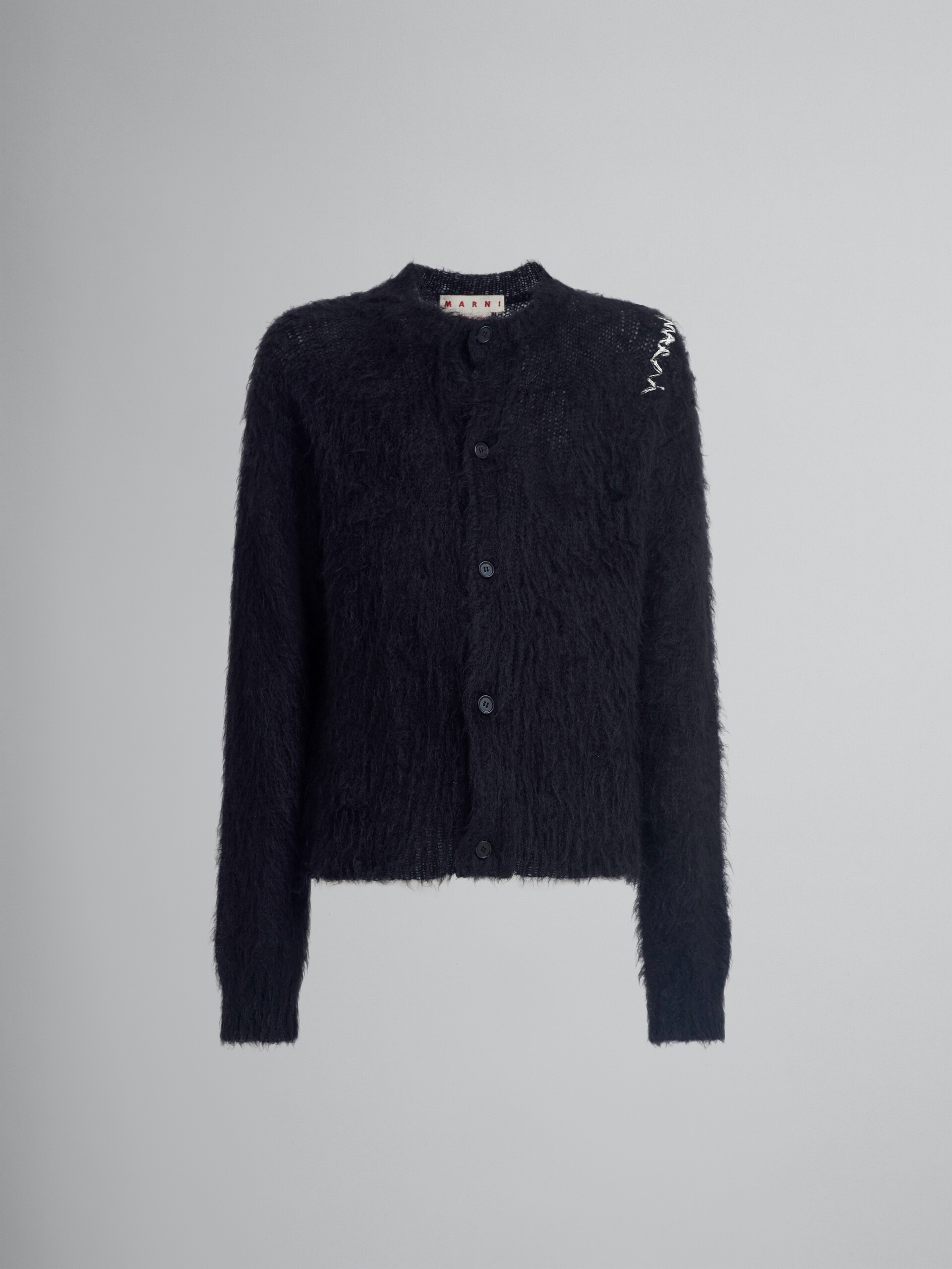 Black brushed mohair cardigan - Pullovers - Image 1