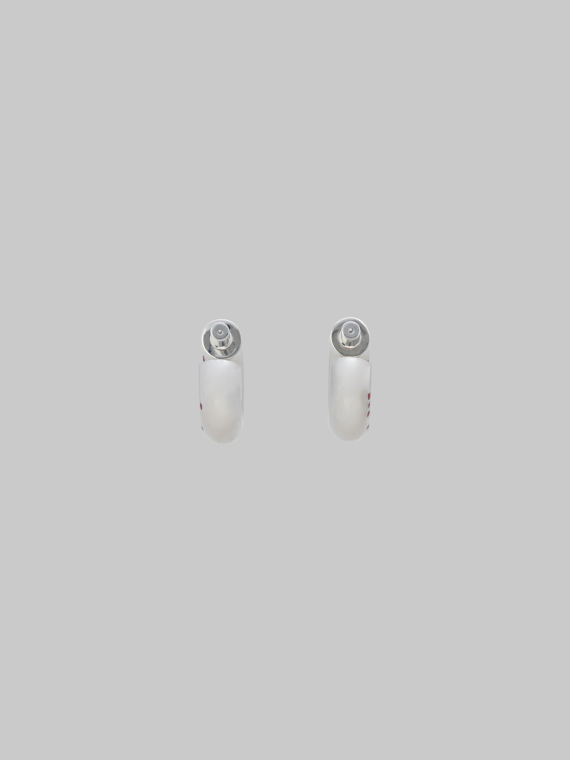 Silver tube earrings with rhinstone Marni logo - Earrings - Image 3