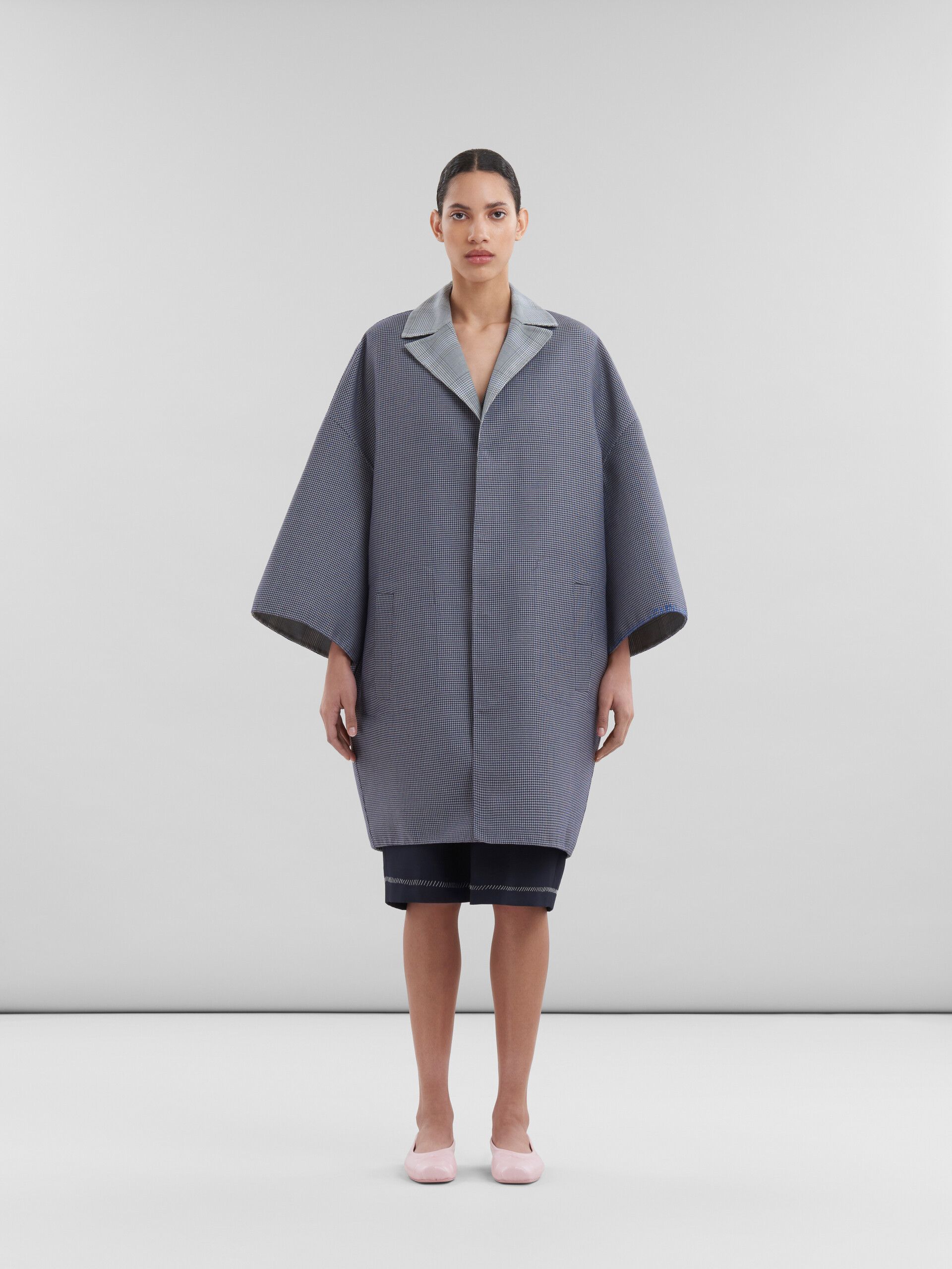 Cappotto reversibile in lana pied-de-poule blu - Cappotti - Image 2