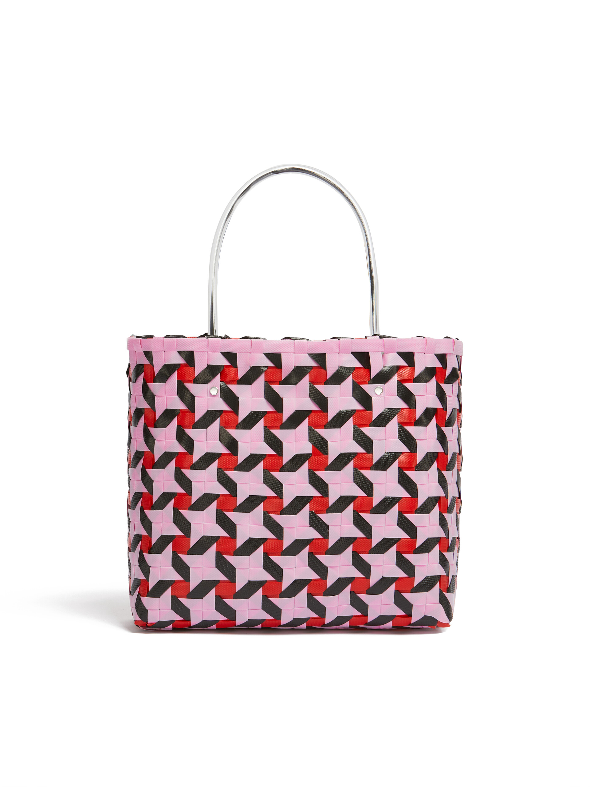 Borsa MARNI MARKET BASKET Media in intrecciato rosa - Borse shopping - Image 3