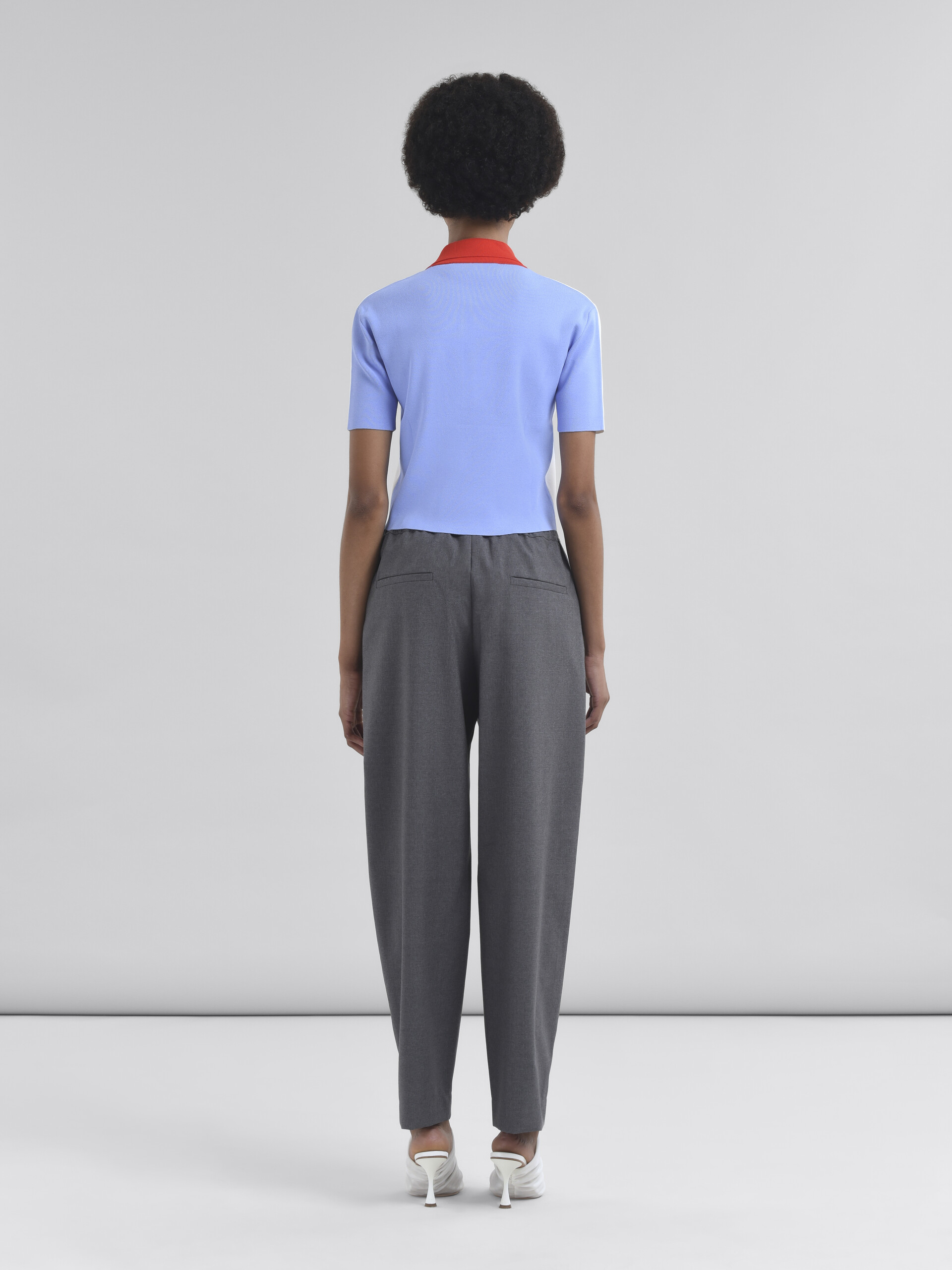 Straight gray wool trousers with Marni Symbol - Pants - Image 3