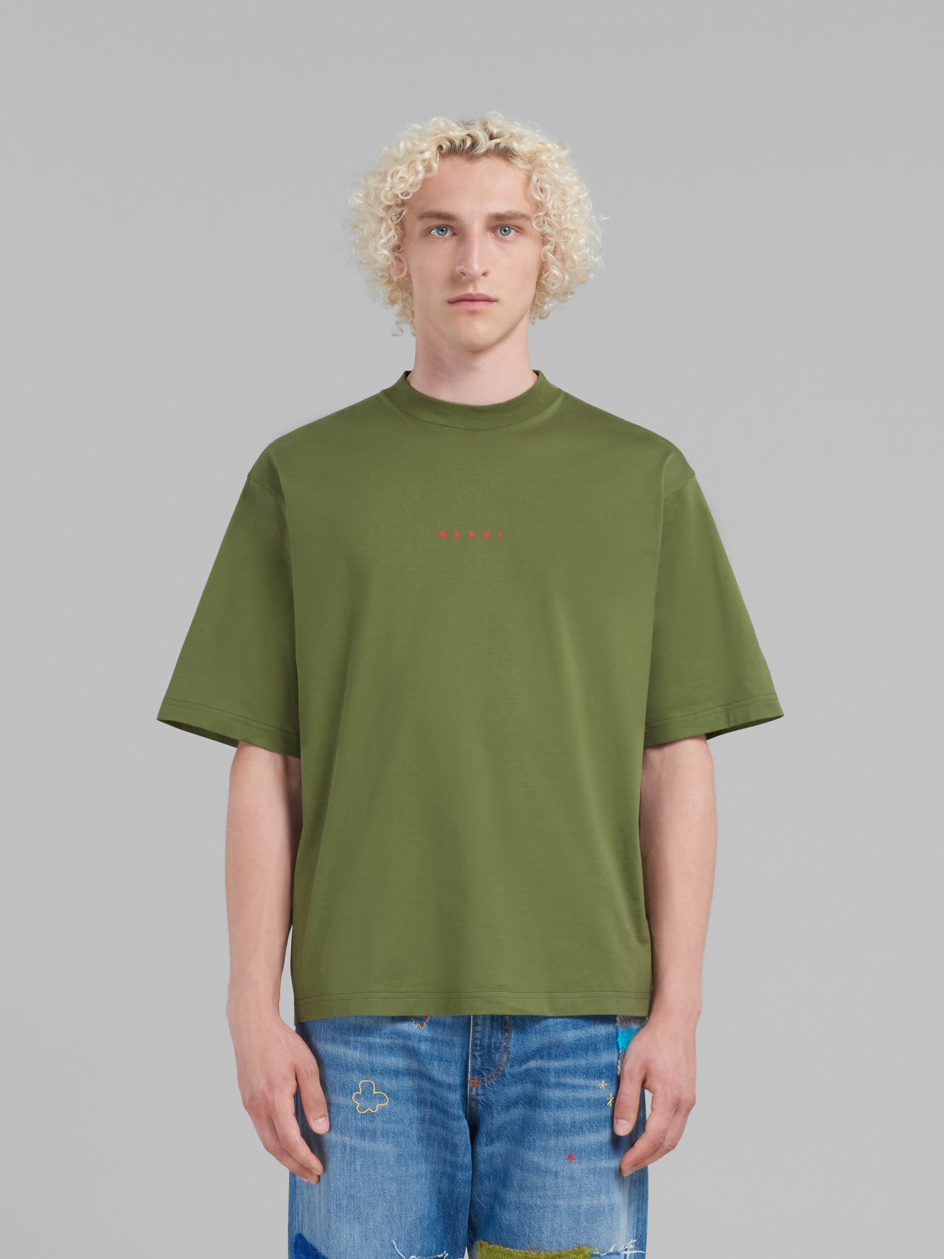 로고 장식 그린 유기농 코튼 티셔츠 - 티셔츠 - Image 2