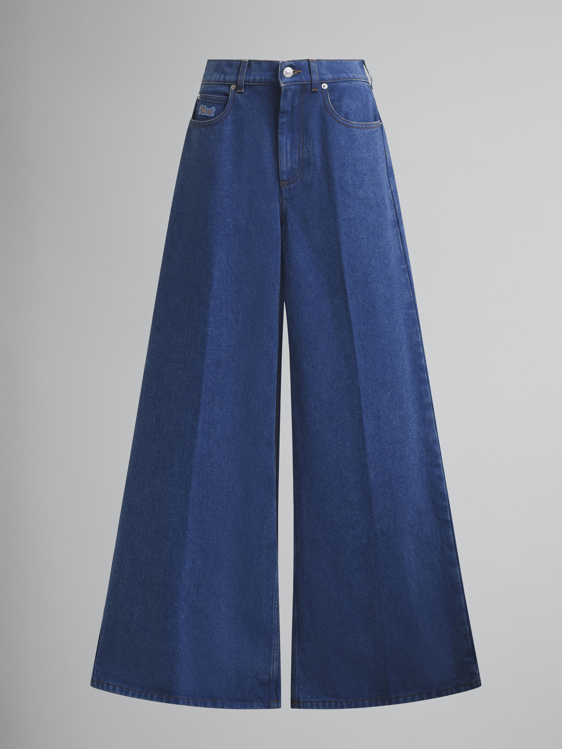 Blue organic denim wide-leg jeans - Pants - Image 1