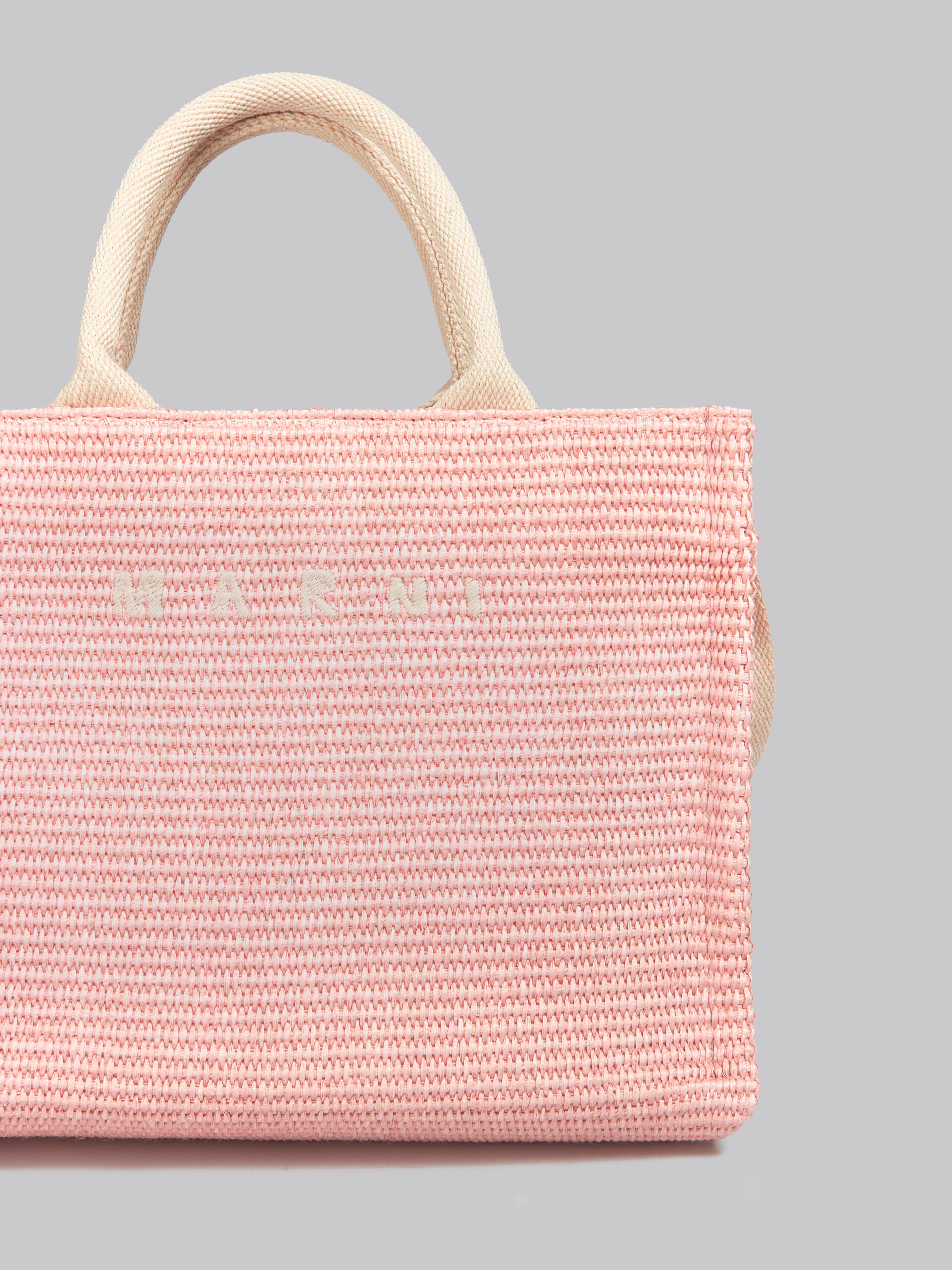 Pink raffia-effect Small Tote Bag - Shopping Bags - Image 5