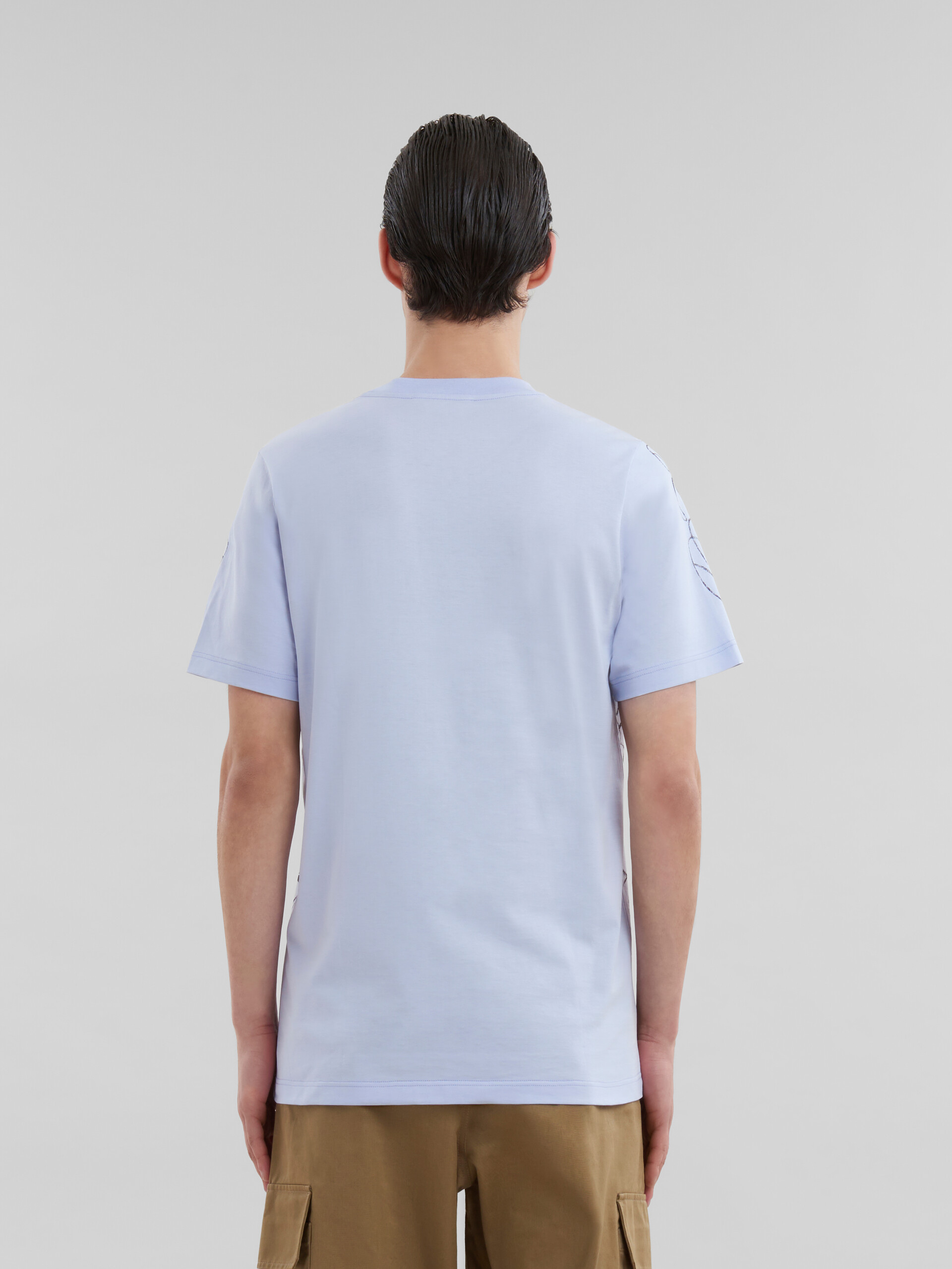 Blue organic cotton T-shirt with Marni Scribble motif - Shirts - Image 3