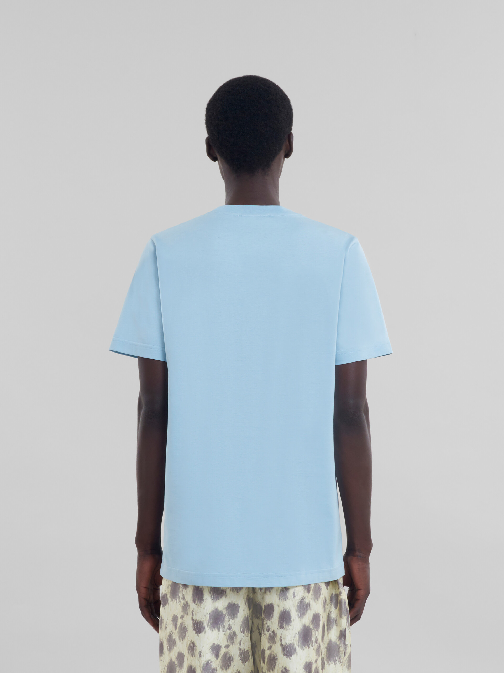 Light blue organic cotton T-shirt with Marni Mending logo - Shirts - Image 3