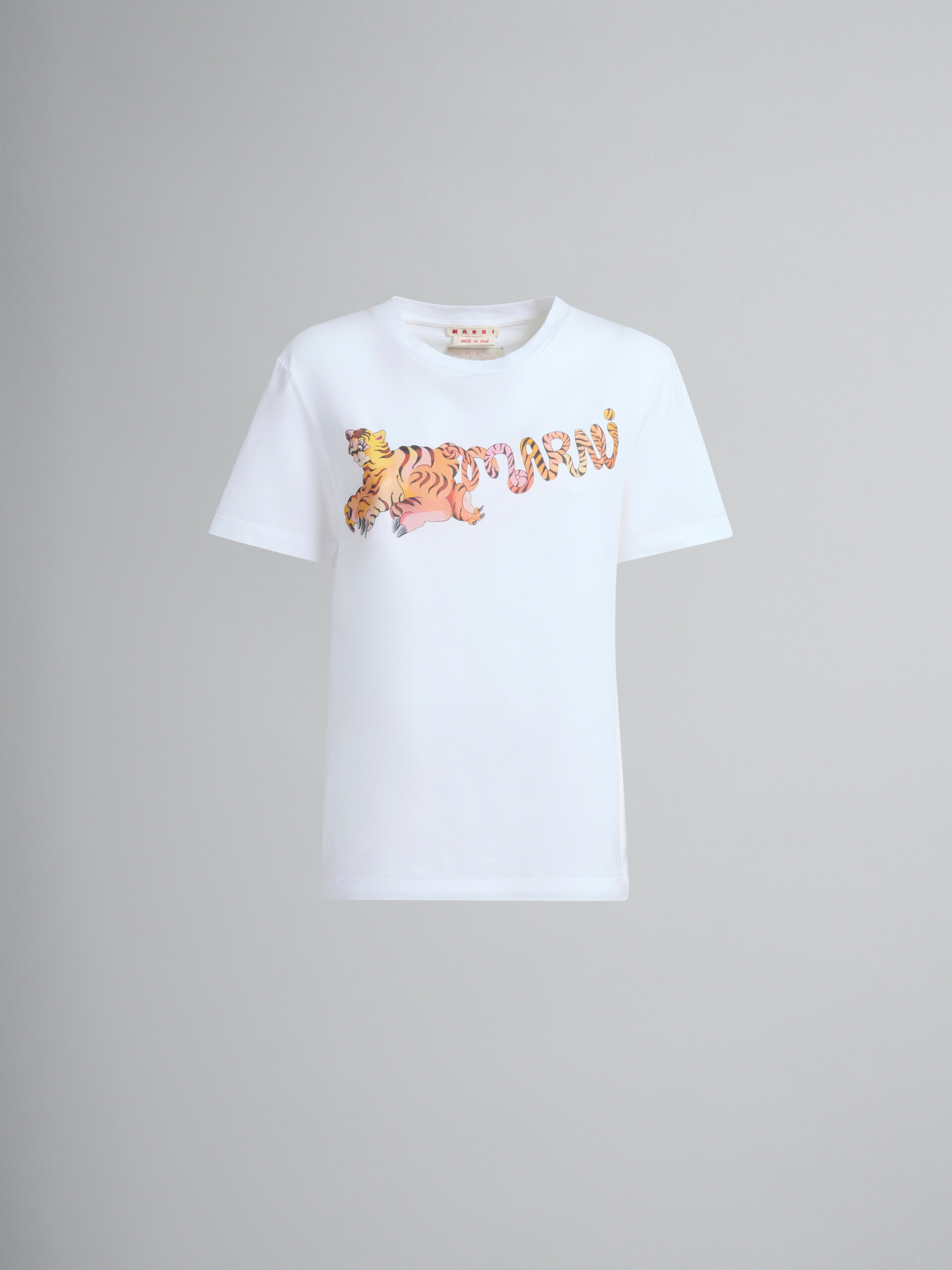 プリント入りホワイトのオーガニックジャージー製レギュラーフィットTシャツ - Tシャツ - Image 2